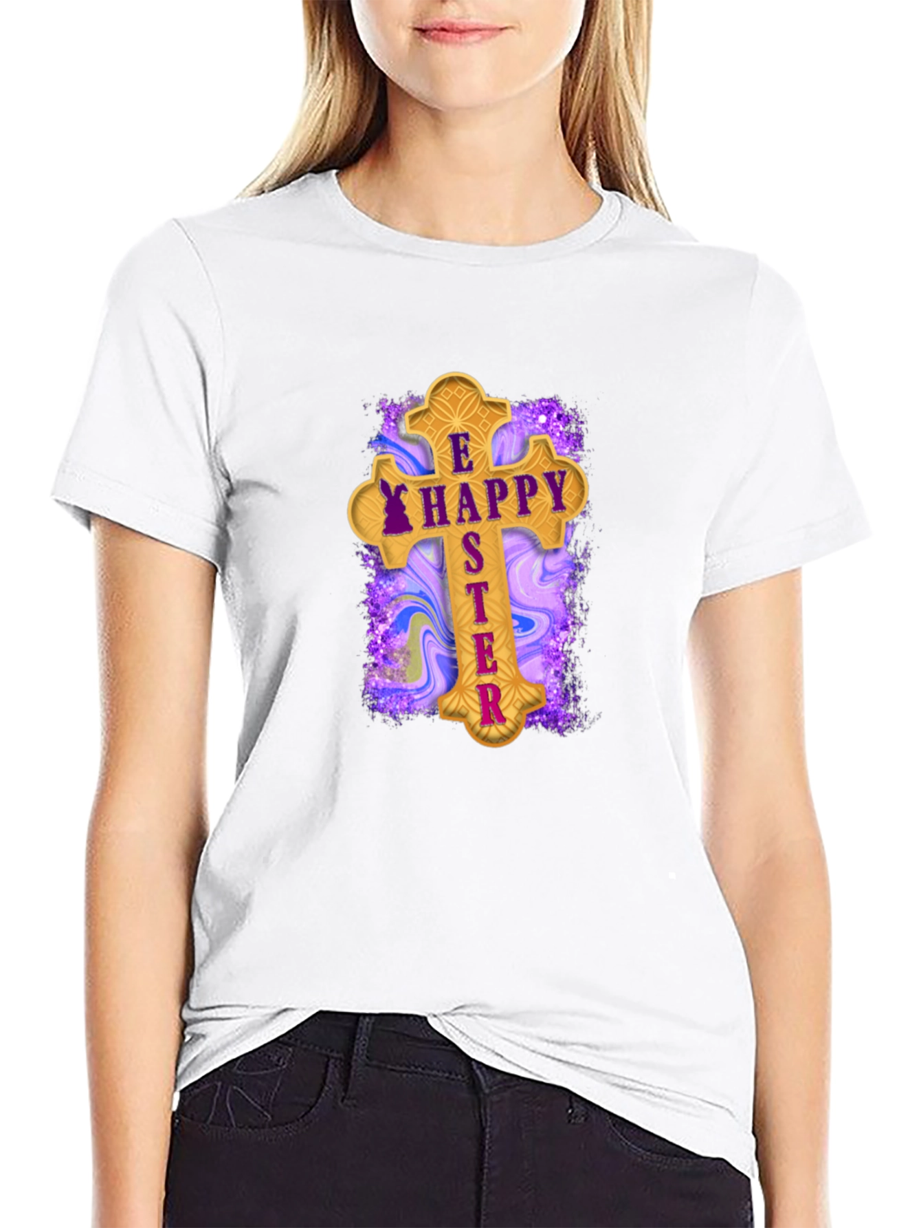 Happy Easter Cross Graphic T-Shirt