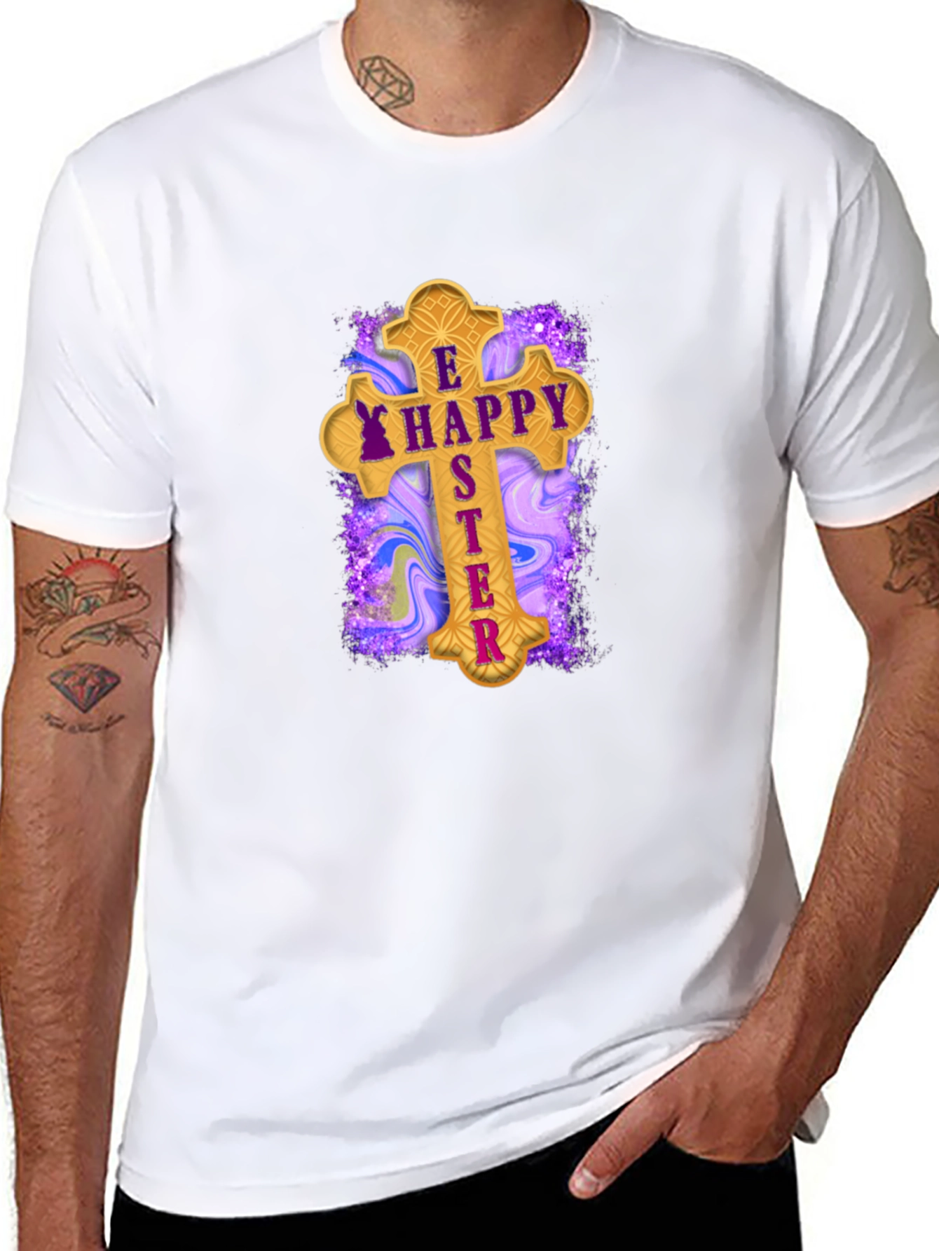 Happy Easter Cross Graphic T-Shirt