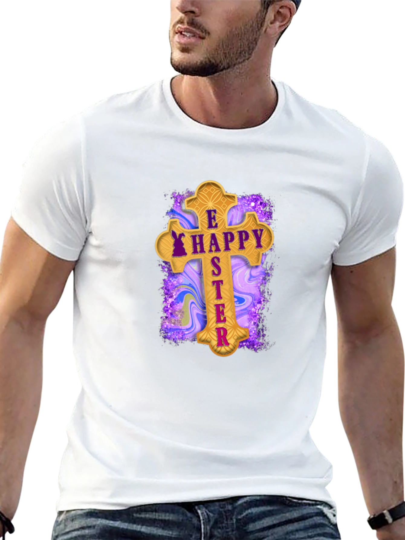 Happy Easter Cross Graphic T-Shirt
