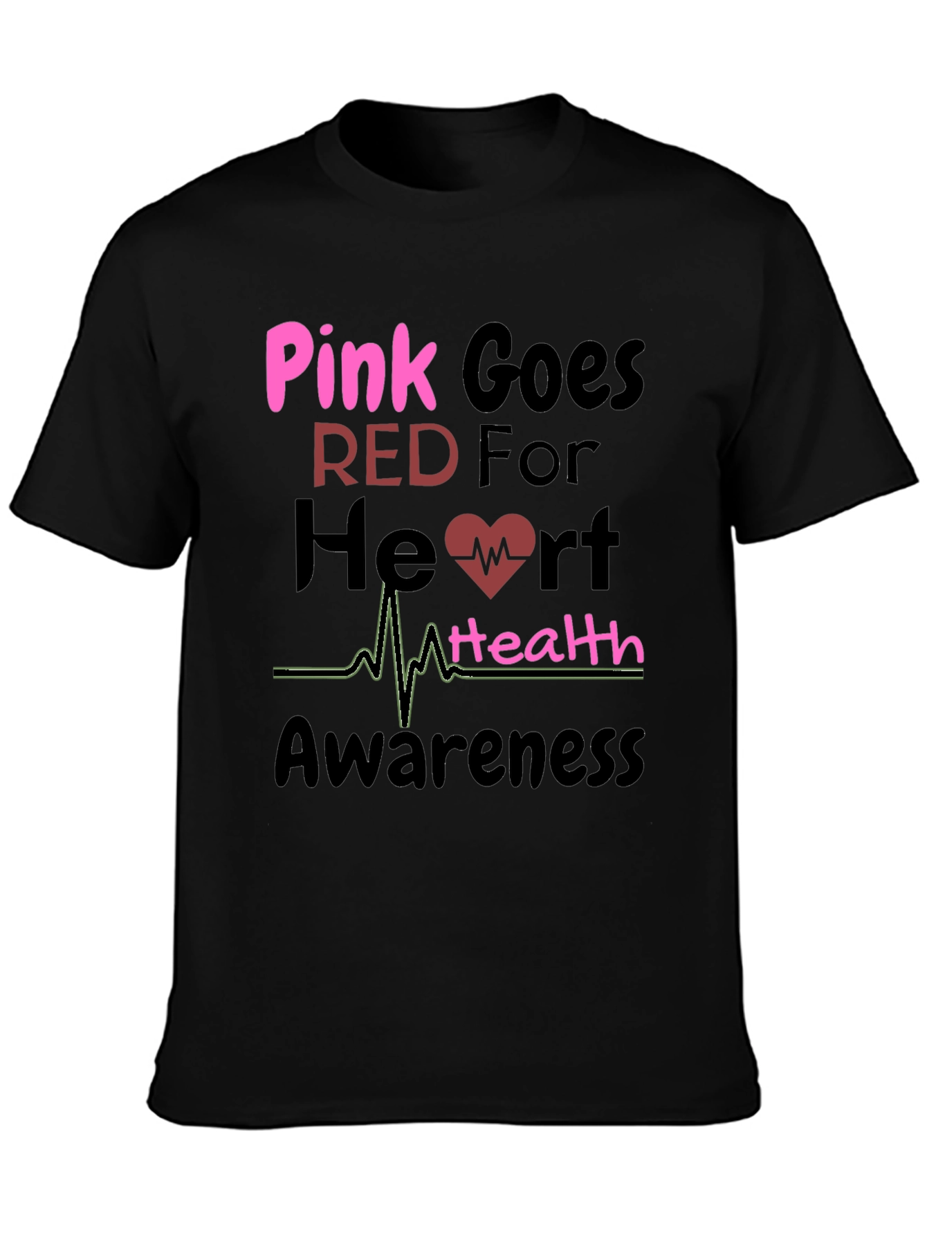 Pink Goes Red Heart Health Awareness T-Shirt