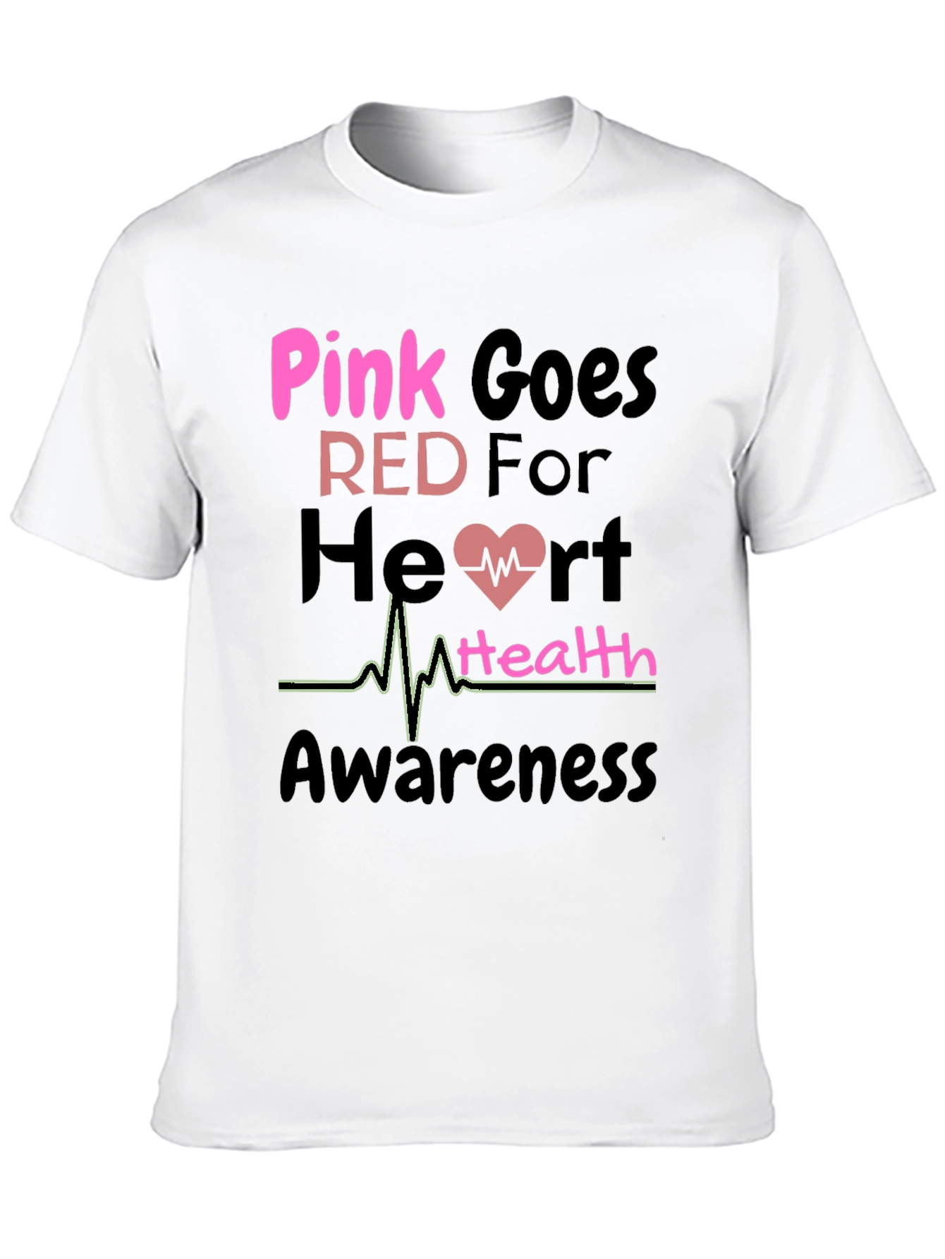 Pink Goes Red Heart Health Awareness T-Shirt