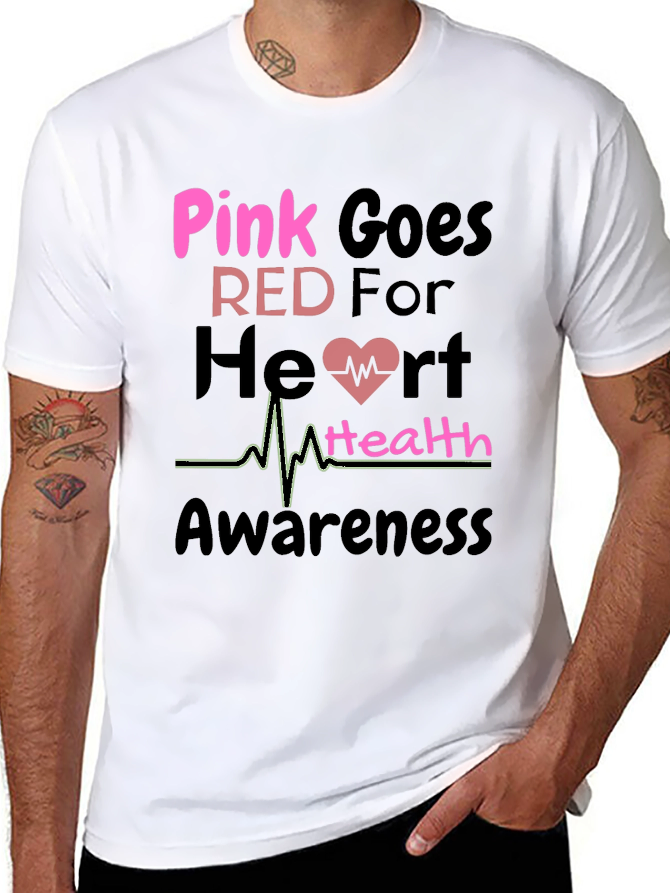 Pink Goes Red Heart Health Awareness T-Shirt