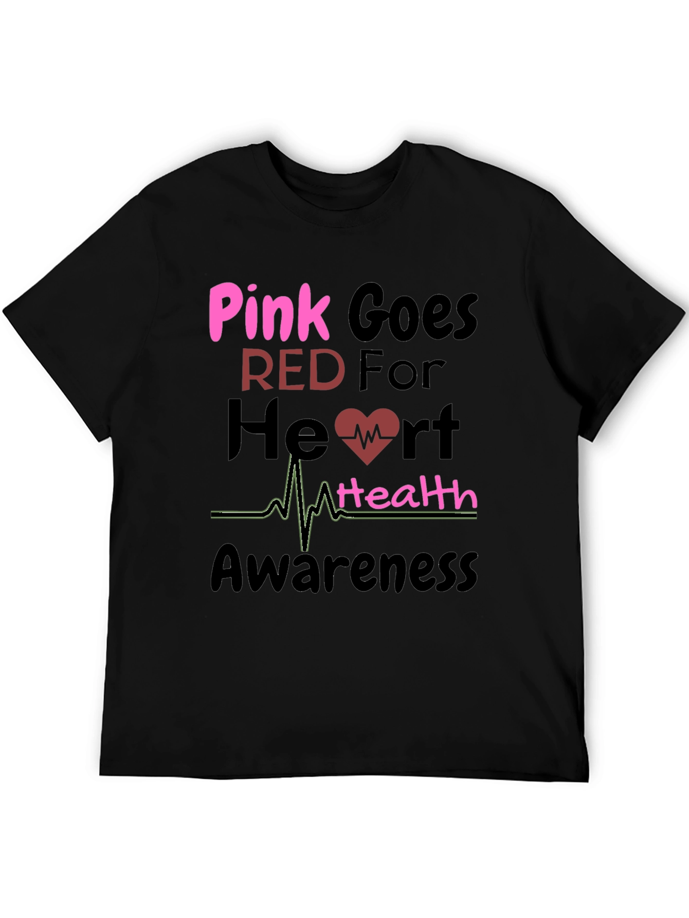Pink Goes Red Heart Health Awareness T-Shirt