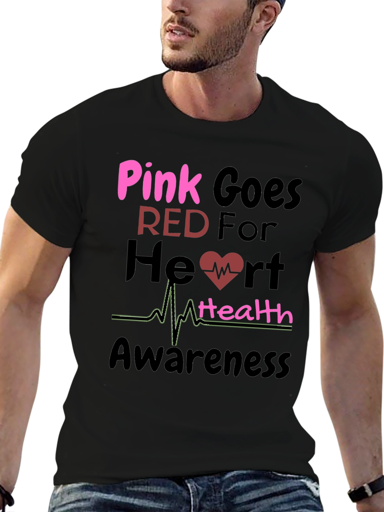 Pink Goes Red Heart Health Awareness T-Shirt