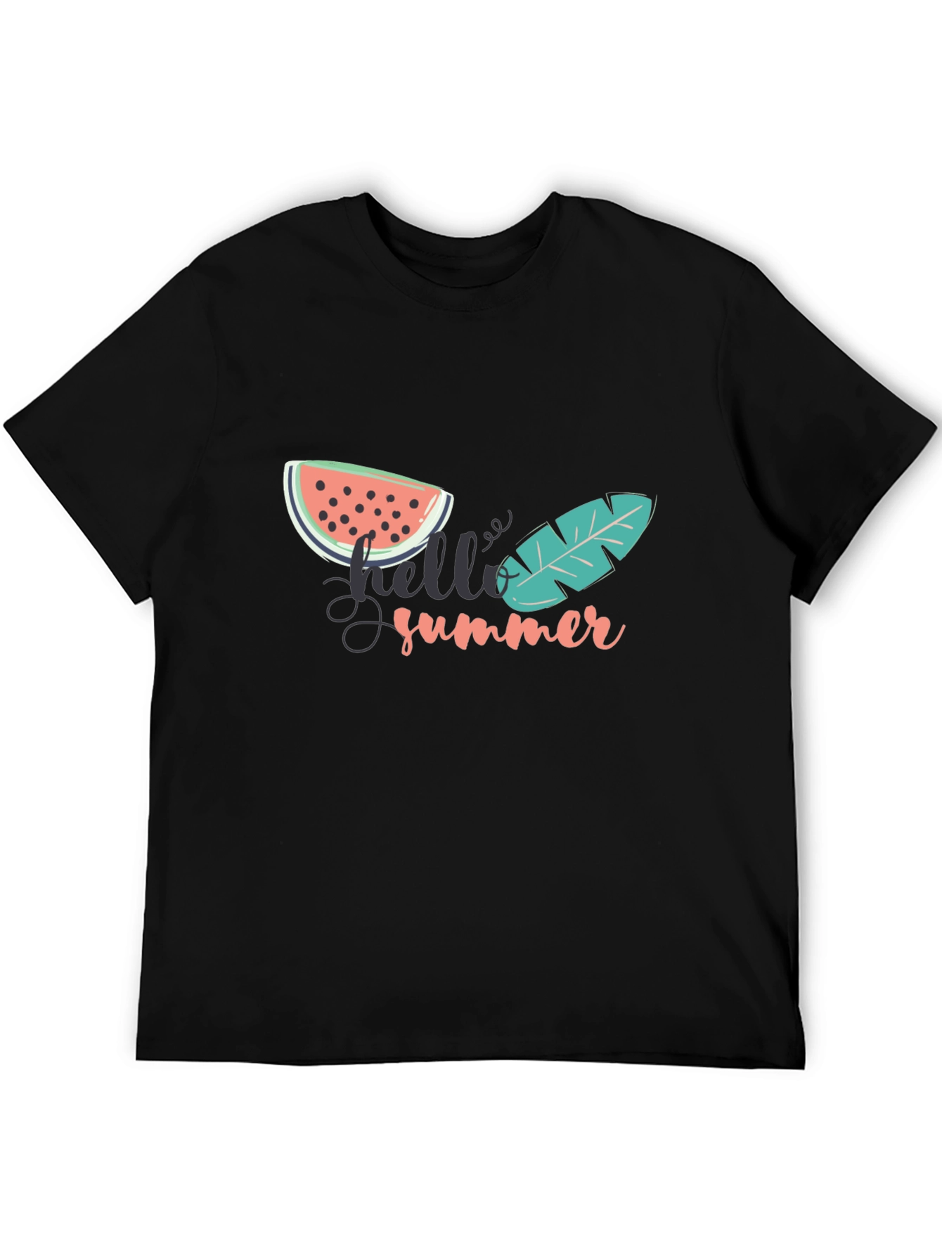 Hello Summer Graphic Tee - Black Cotton T-Shirt