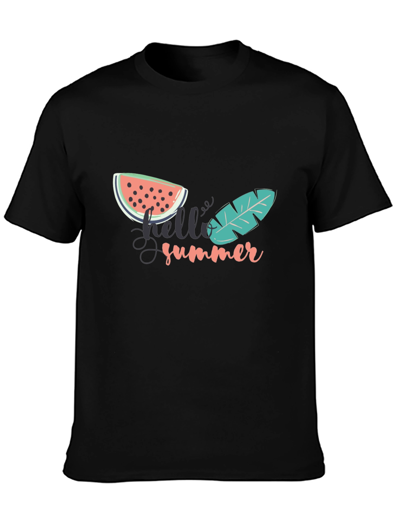 Hello Summer Graphic Tee - Black Cotton T-Shirt