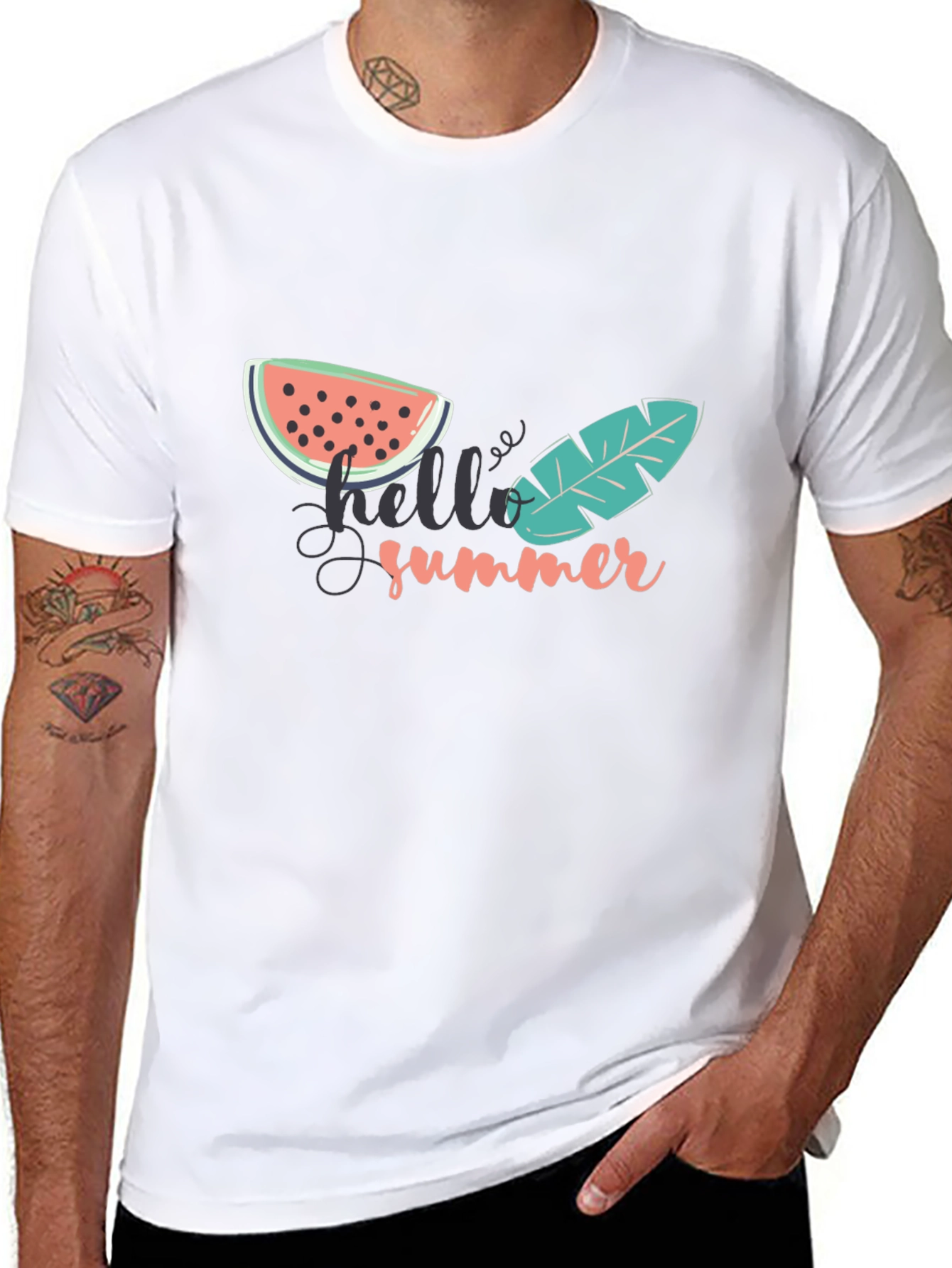 Hello Summer Graphic Tee - Black Cotton T-Shirt