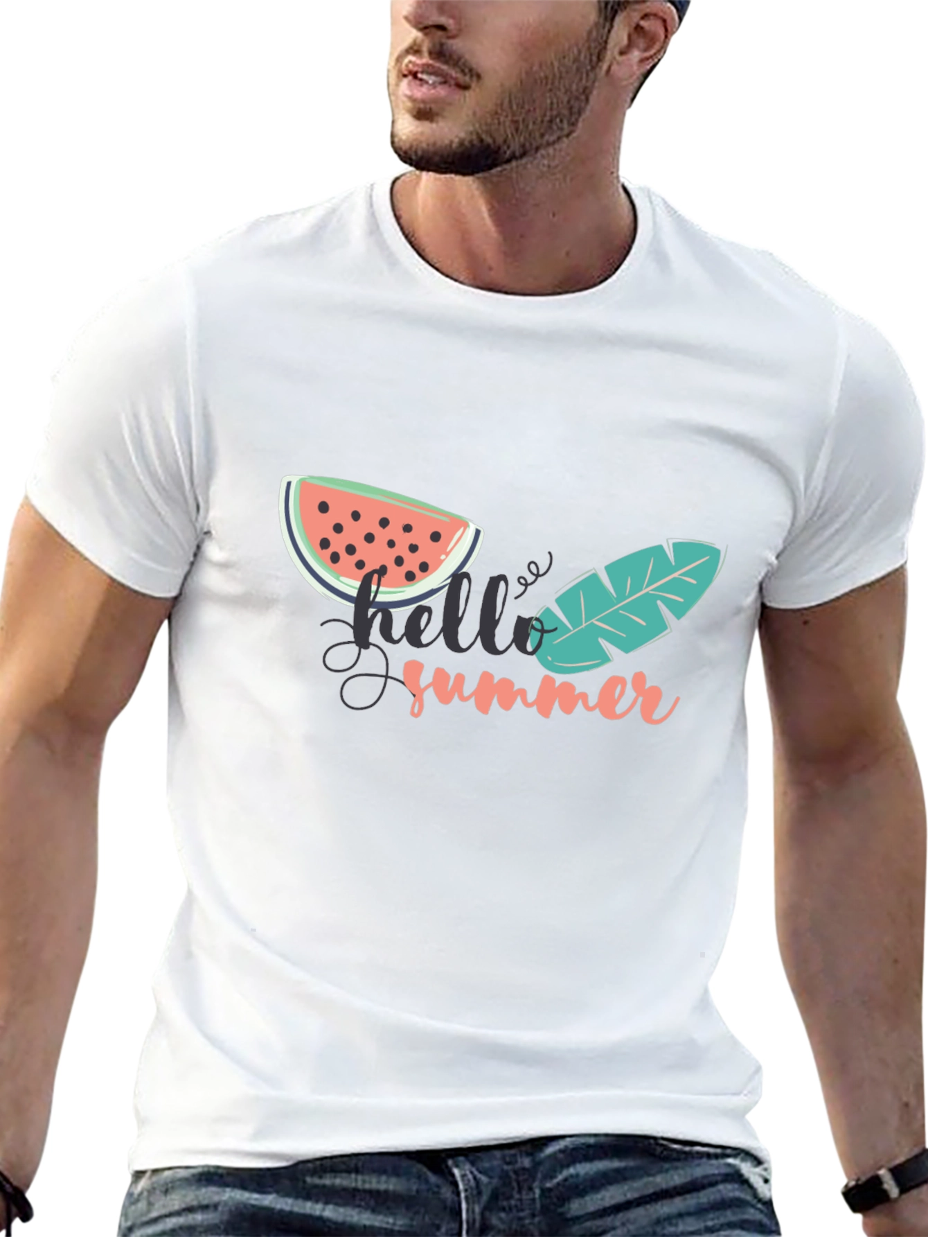Hello Summer Graphic Tee - Black Cotton T-Shirt