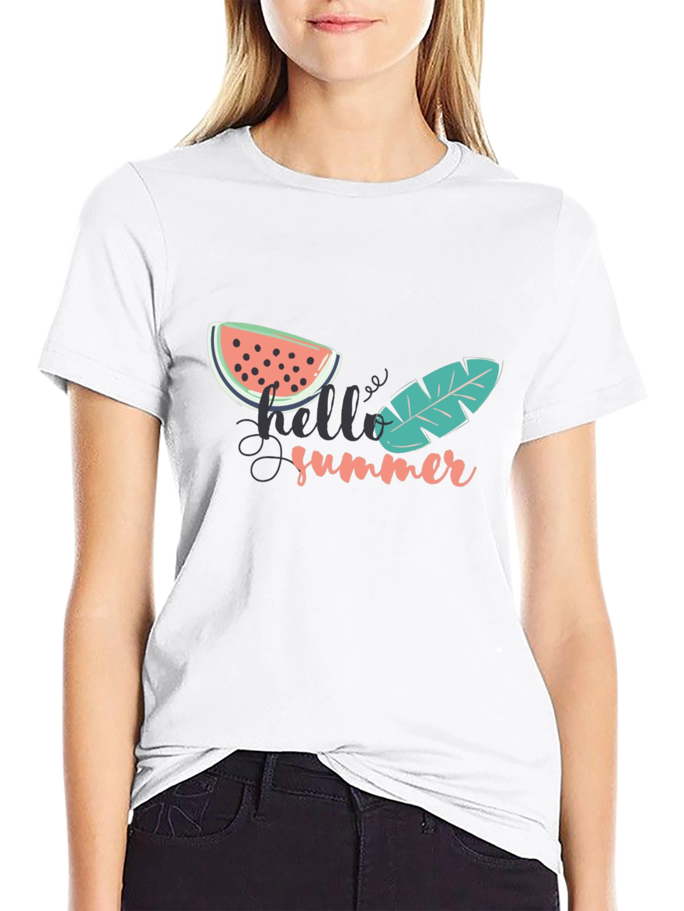 Hello Summer Graphic Tee - Black Cotton T-Shirt