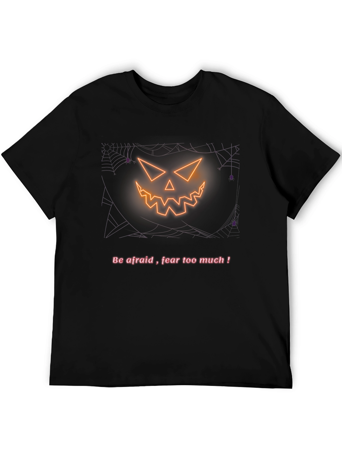 Halloween Pumpkin Scary Face Mens Black T-Shirt