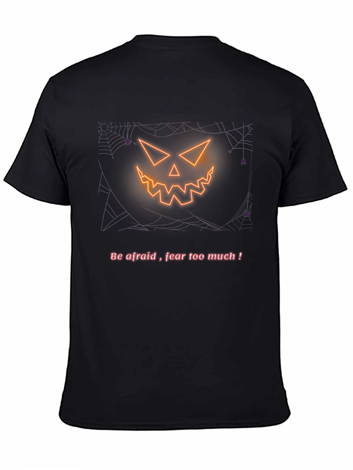 Halloween Pumpkin Scary Face Mens Black T-Shirt