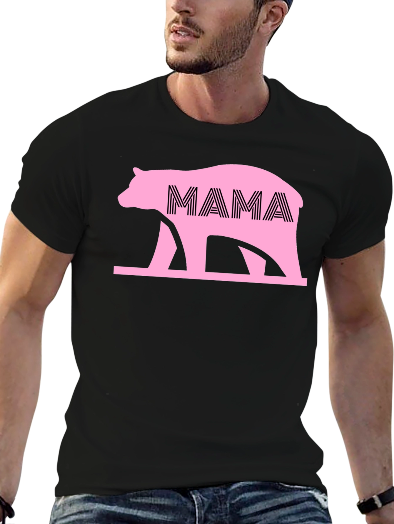 Mama Bear Graphic Tee - Black Cotton Shirt