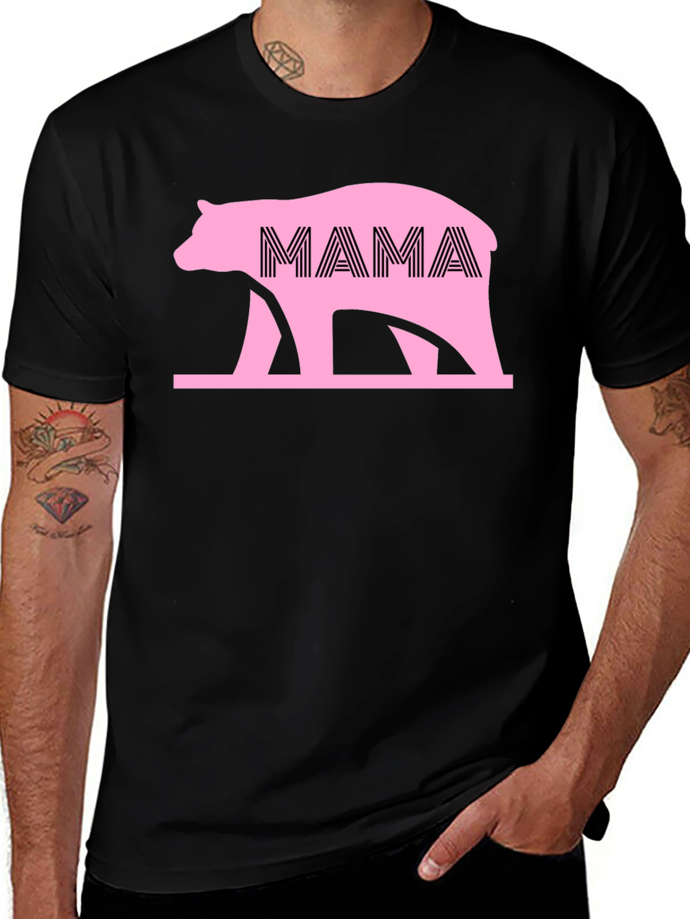 Mama Bear Graphic Tee - Black Cotton Shirt