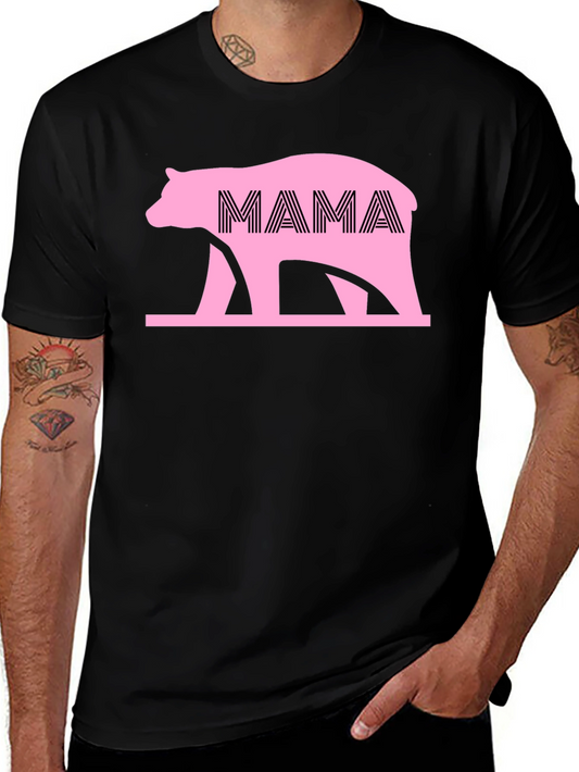 Mama Bear Graphic Tee - Black Cotton Shirt