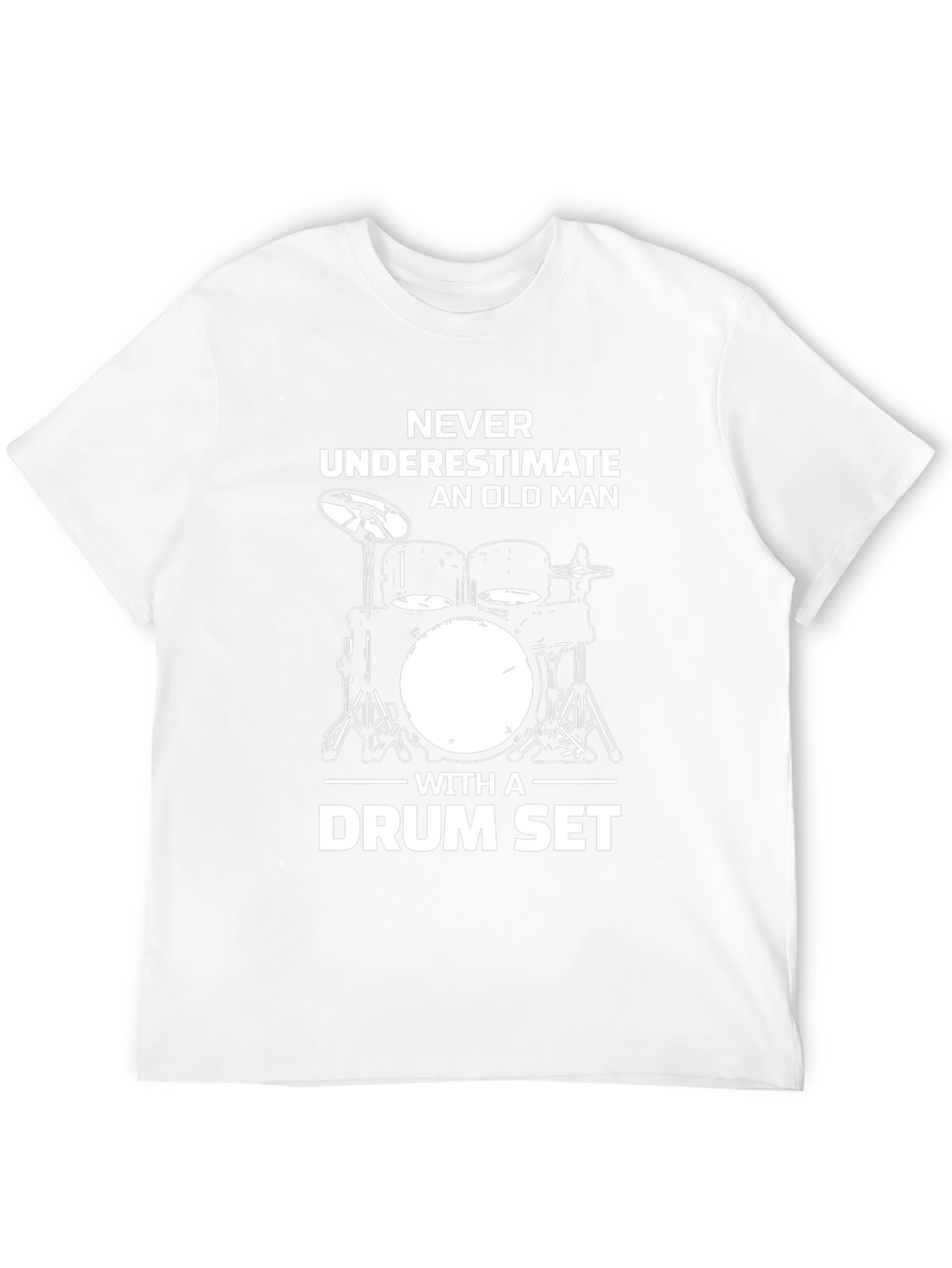 Never Underestimate Old Man Drum Set Black T-Shirt