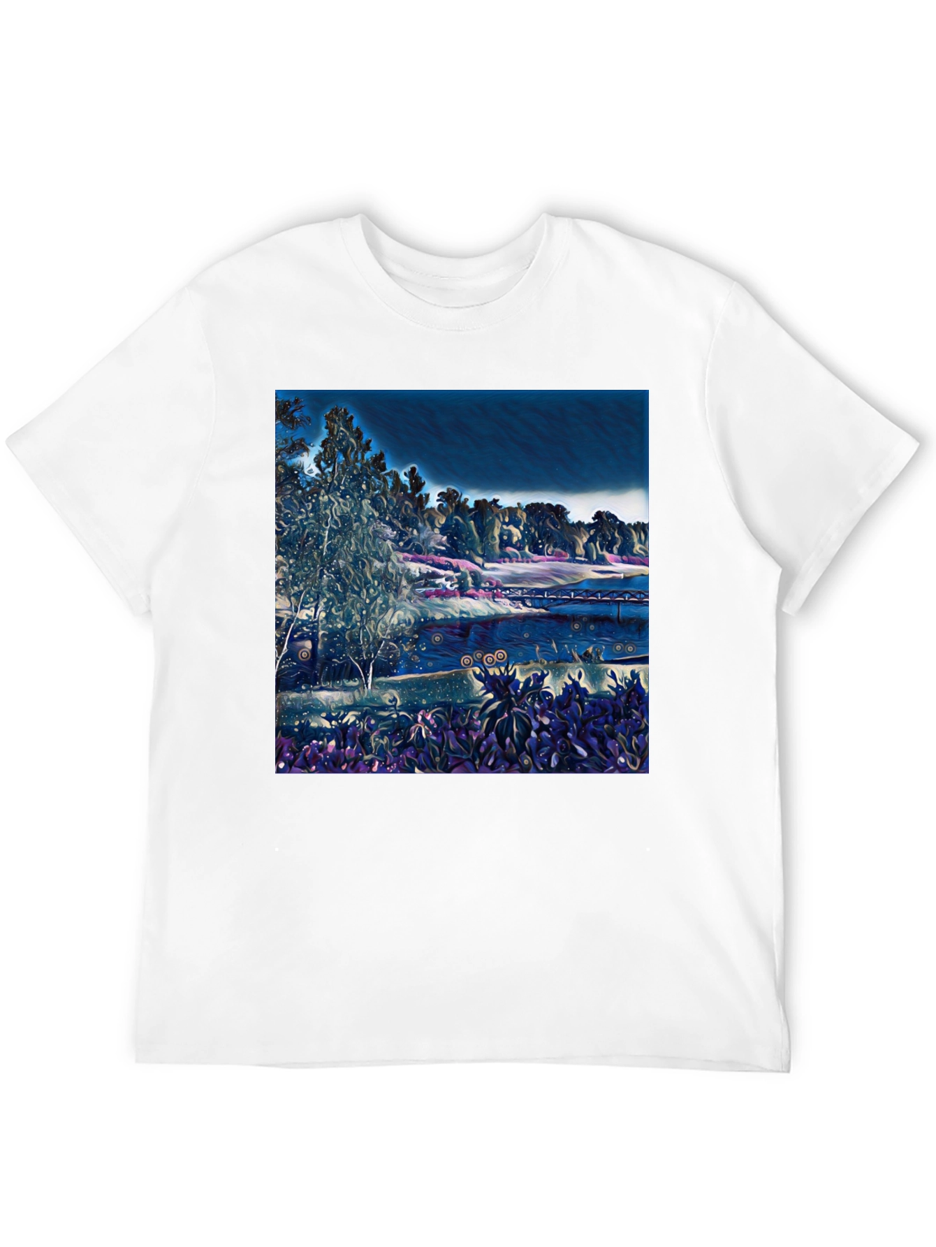 Artistic Landscape Graphic Black T-Shirt