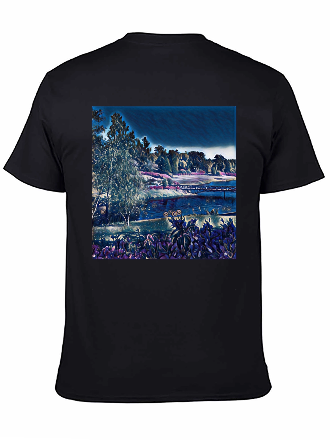 Artistic Landscape Graphic Black T-Shirt