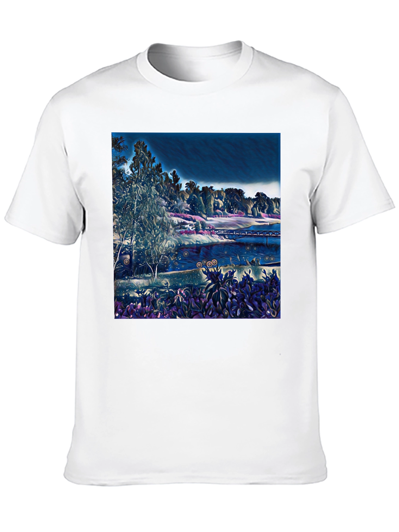 Artistic Landscape Graphic Black T-Shirt