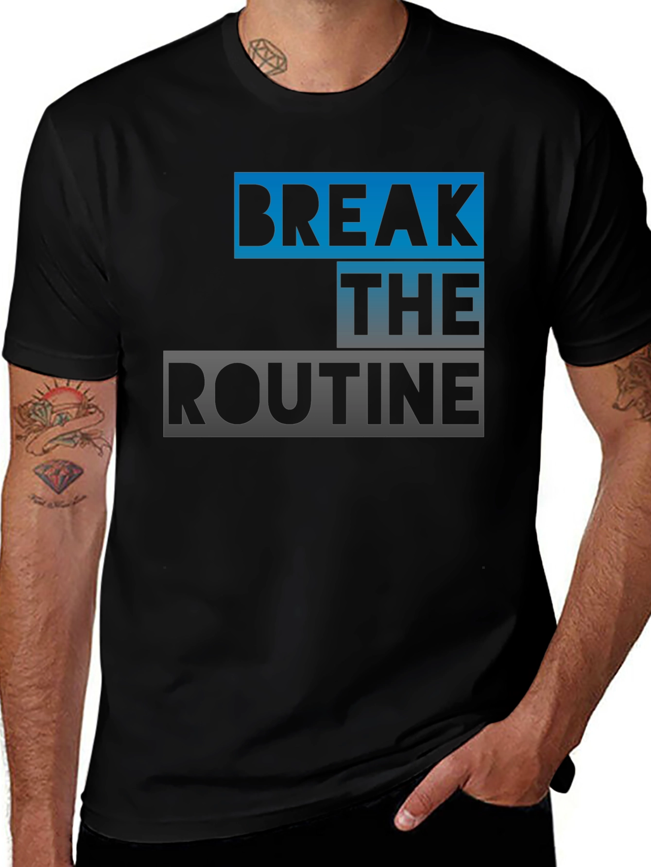 Break the Routine Graphic Tee - Stylish Black T-Shirt