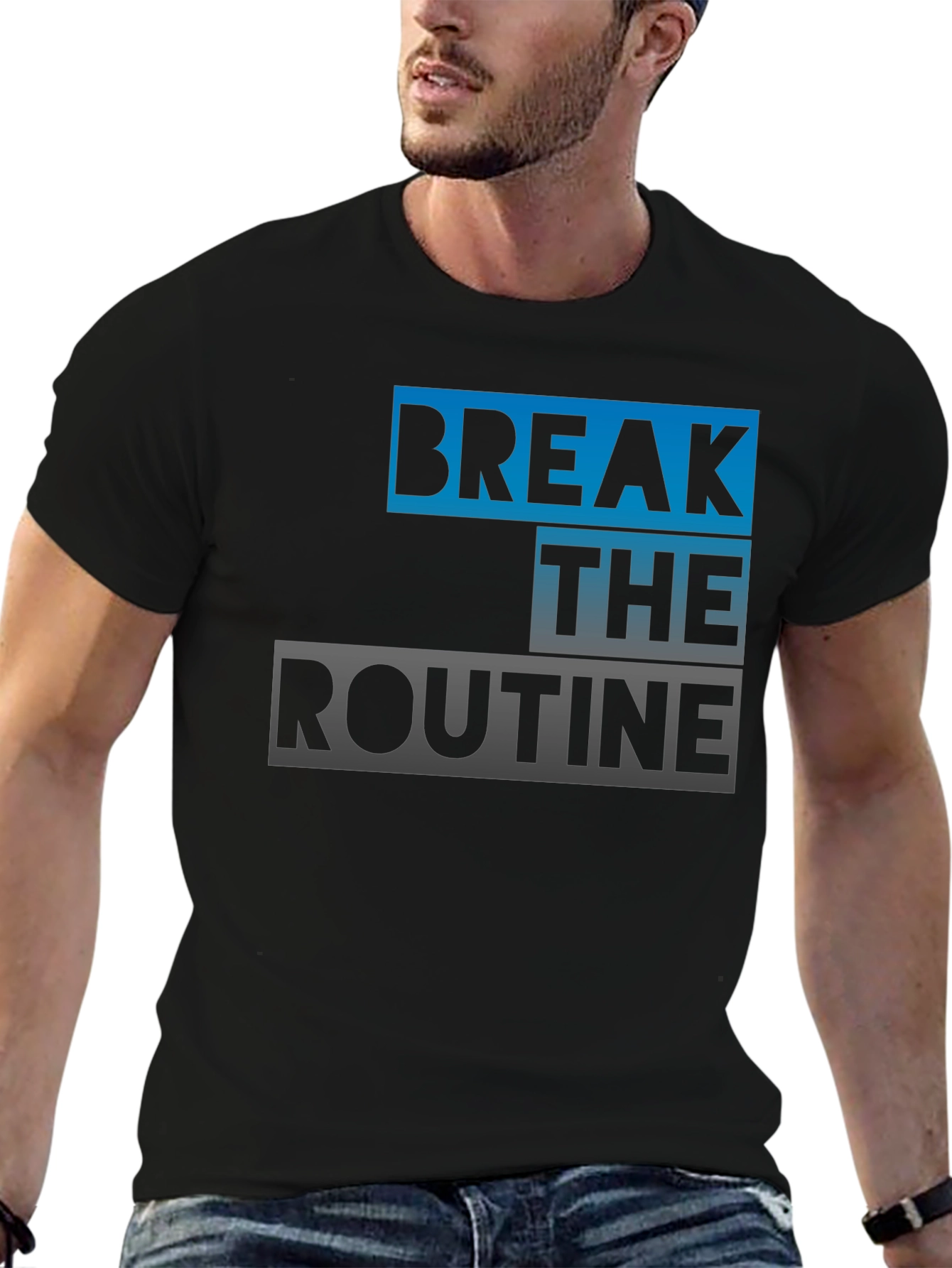 Break the Routine Graphic Tee - Stylish Black T-Shirt