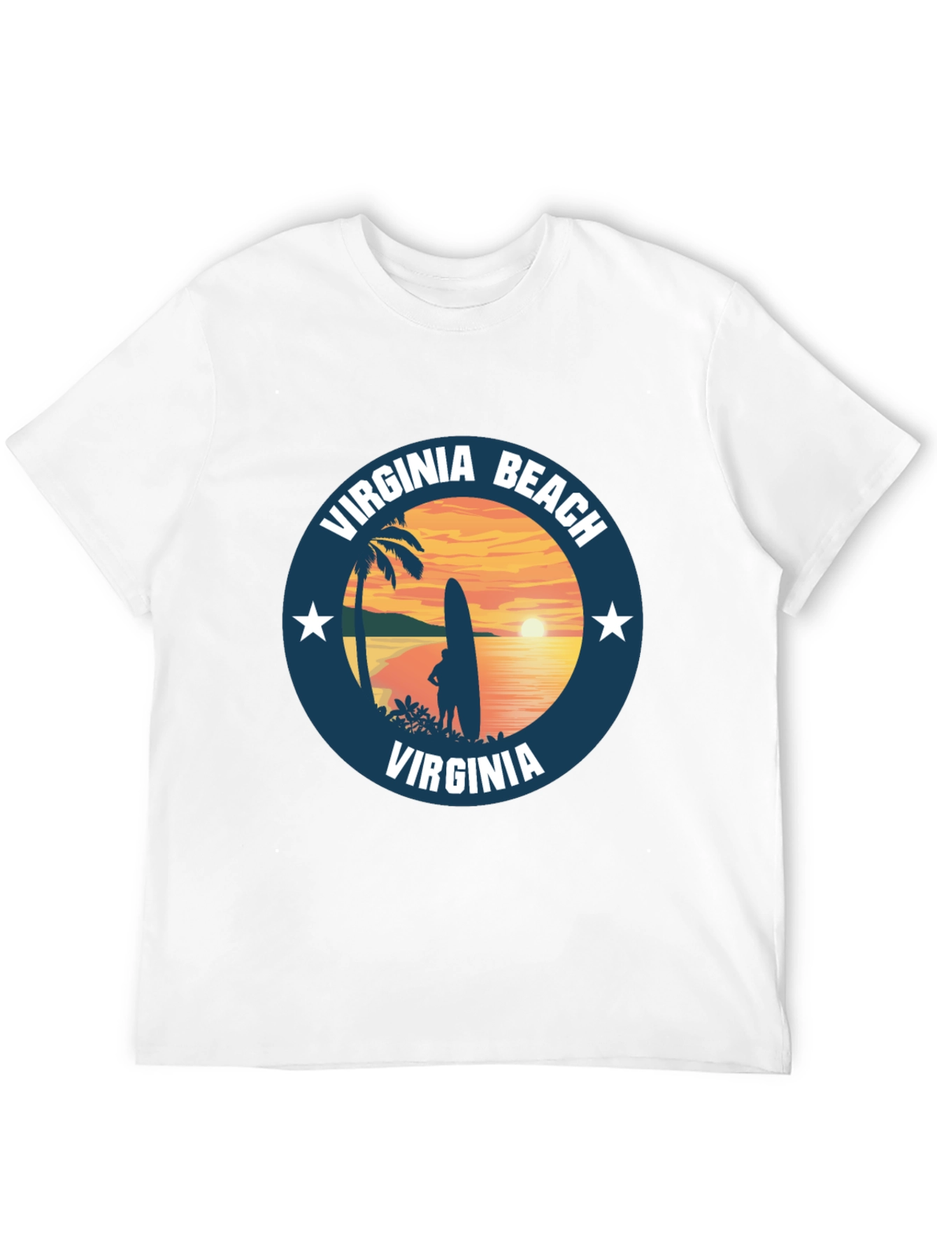Virginia Beach T-Shirt Sunset Surfing Palm