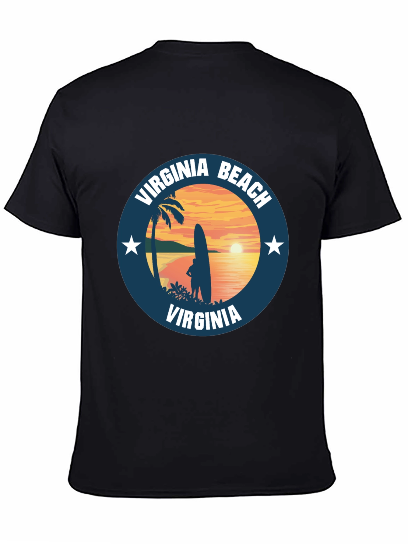 Virginia Beach T-Shirt Sunset Surfing Palm