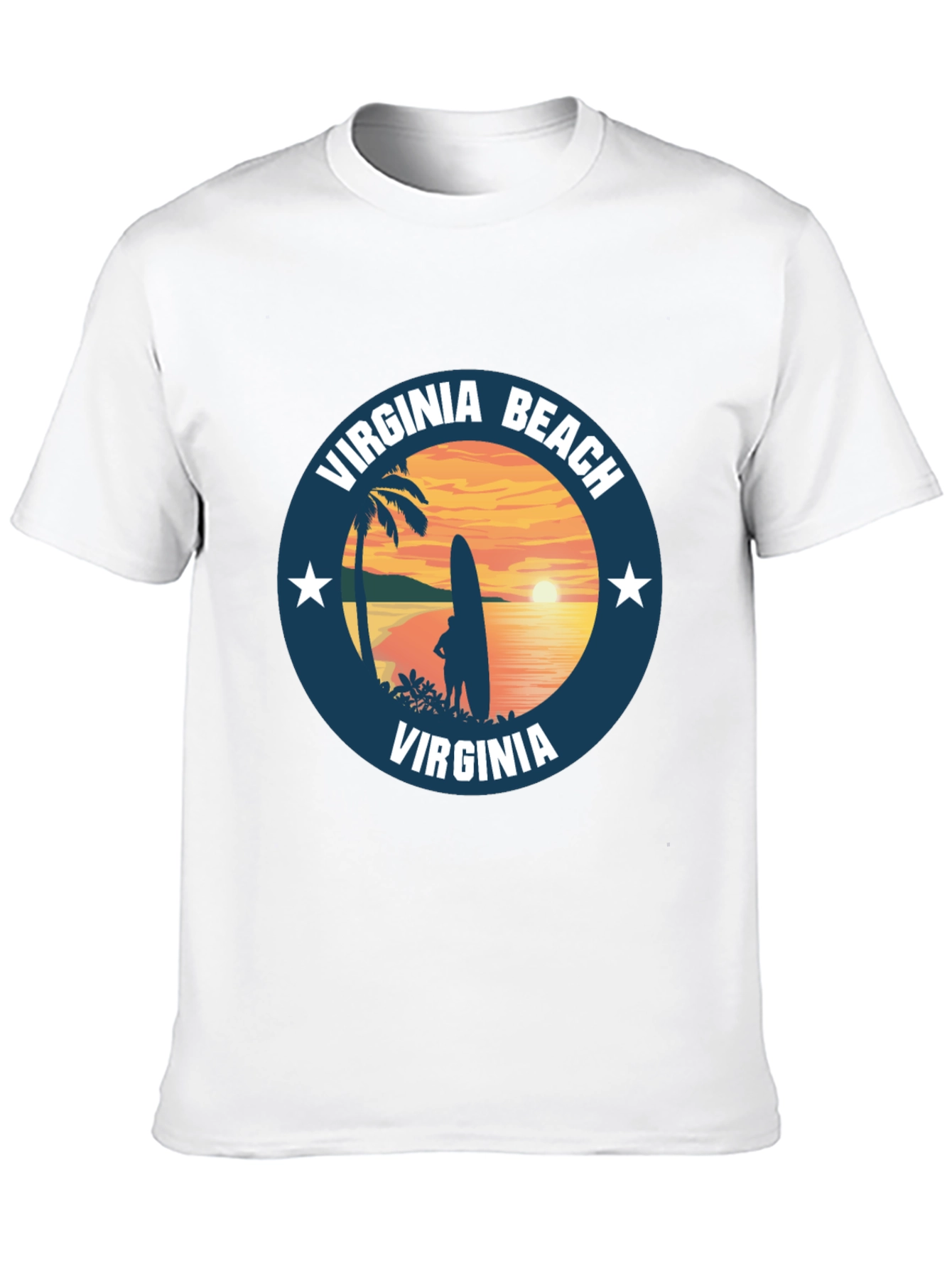 Virginia Beach T-Shirt Sunset Surfing Palm