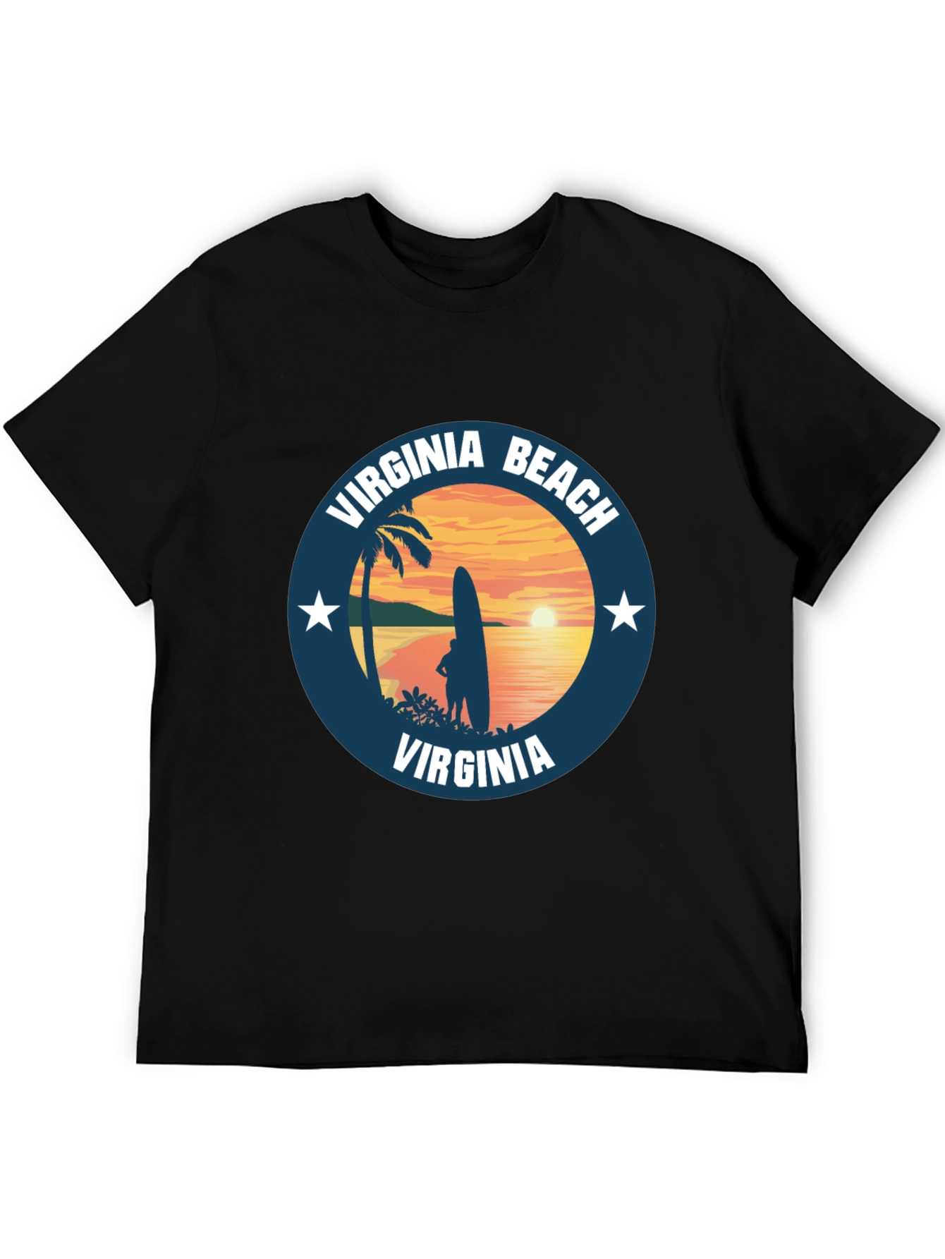 Virginia Beach T-Shirt Sunset Surfing Palm