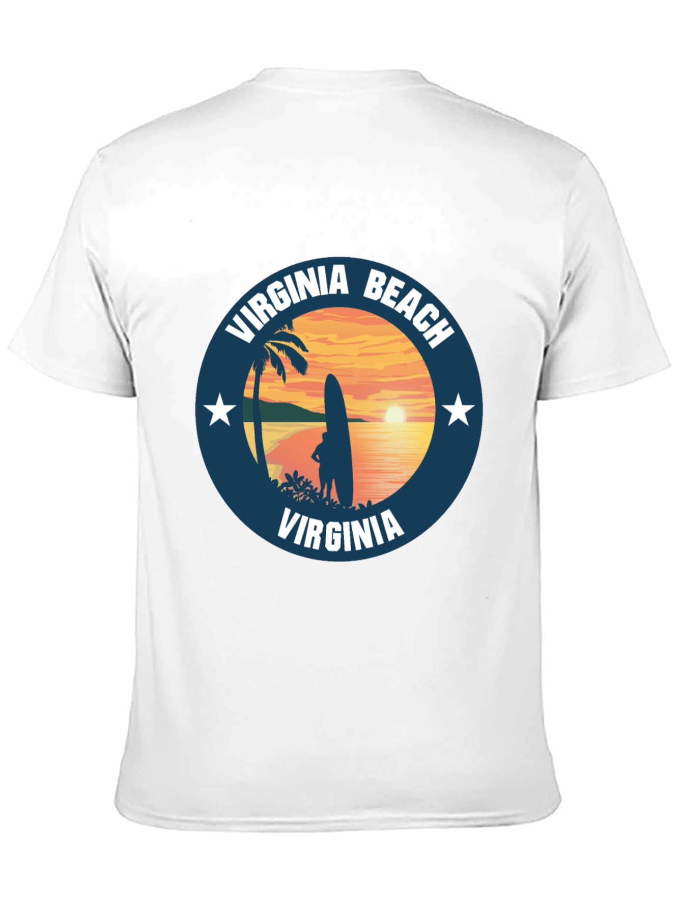 Virginia Beach T-Shirt Sunset Surfing Palm