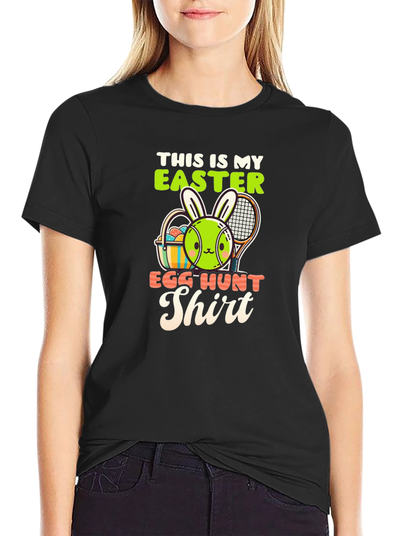 Easter Egg Hunt Shirt - Tennis Bunny