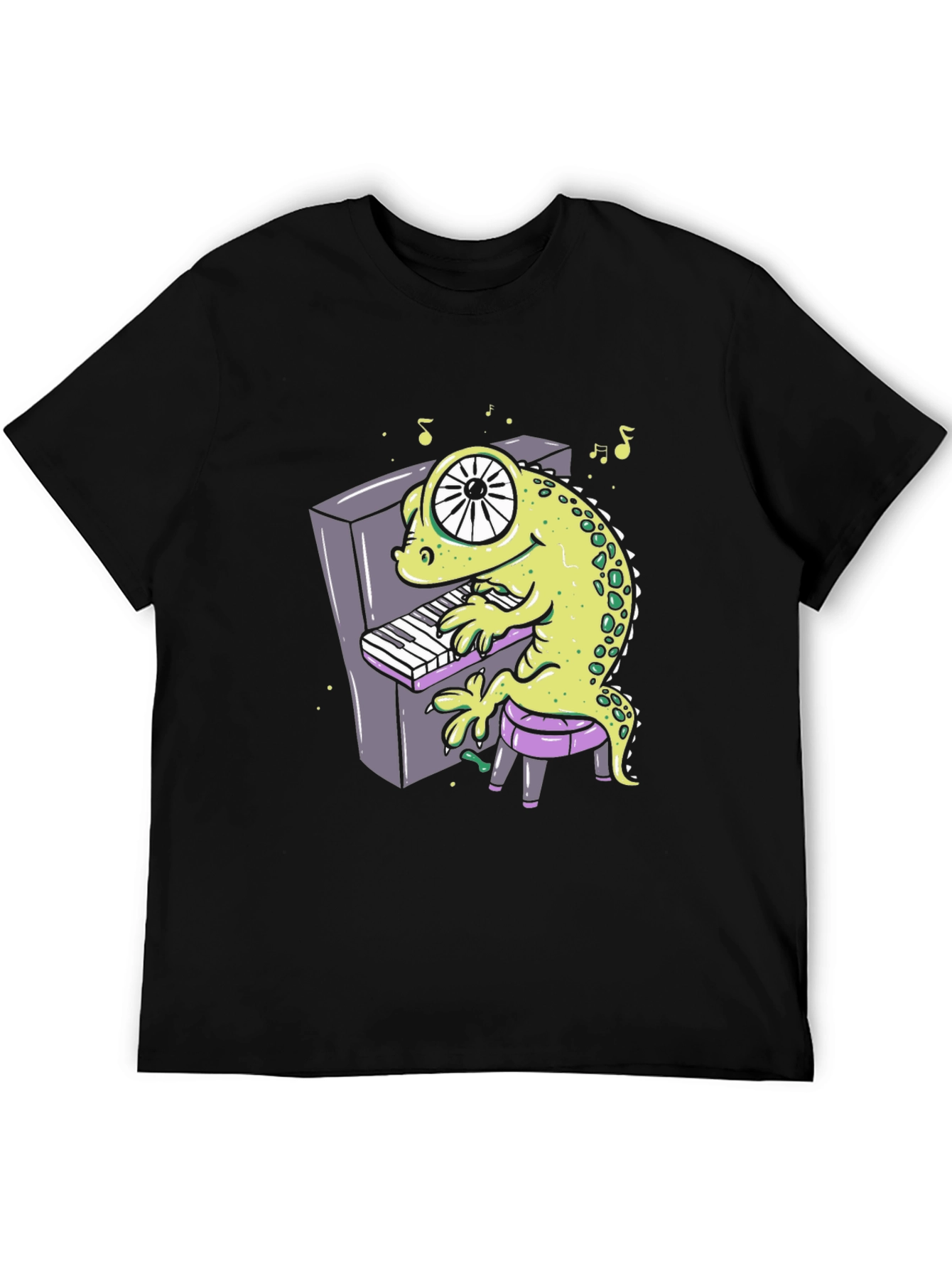 Cartoon Gecko Playing Piano Graphic Tee