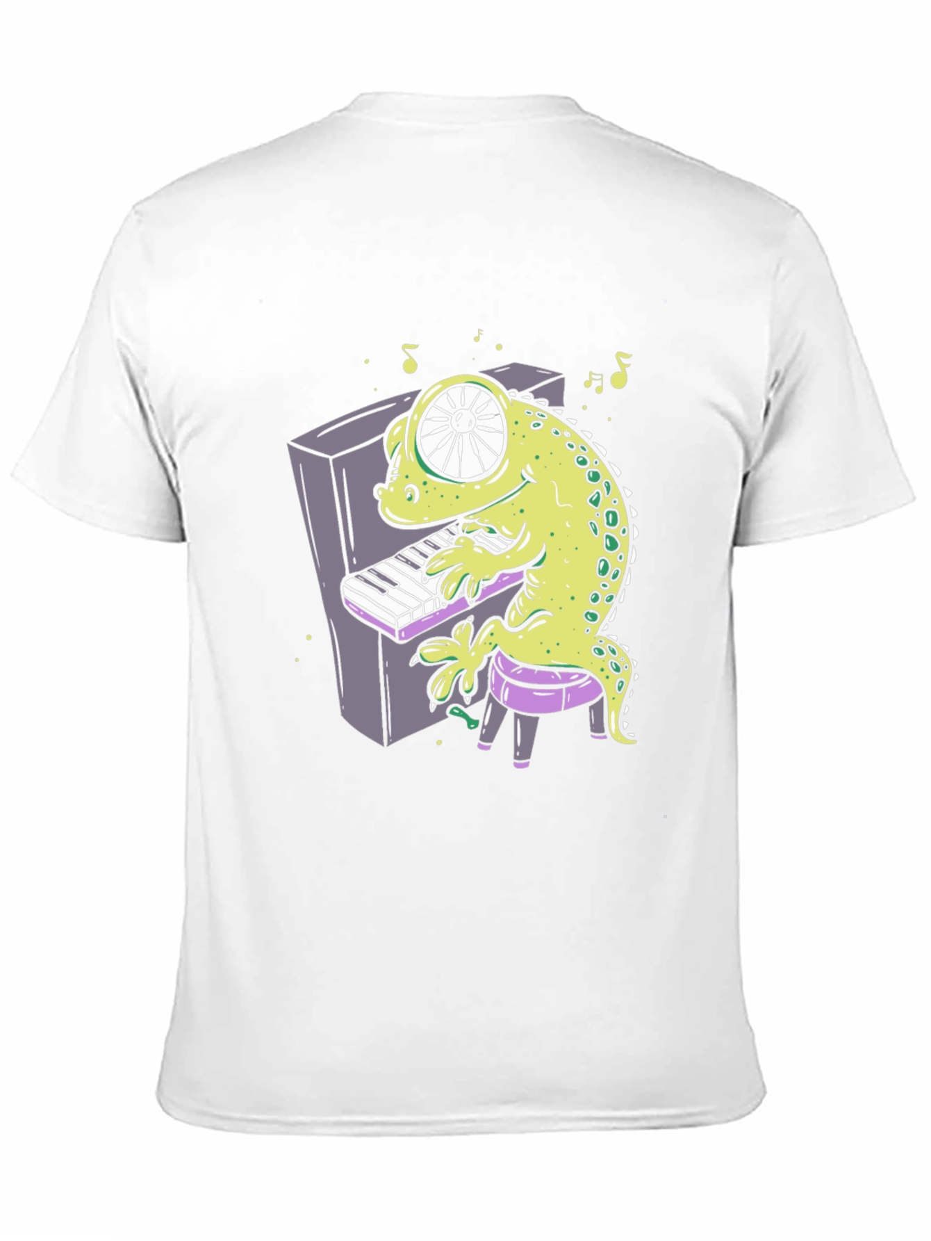 Cartoon Gecko Playing Piano Graphic Tee