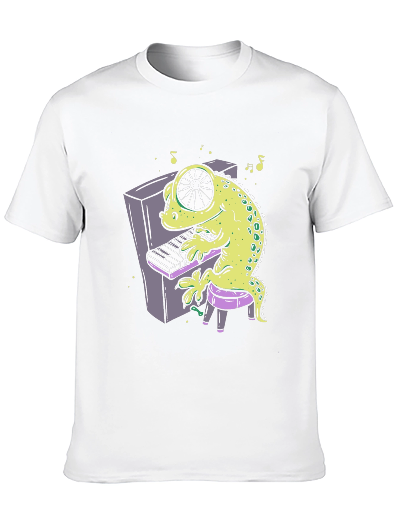 Cartoon Gecko Playing Piano Graphic Tee