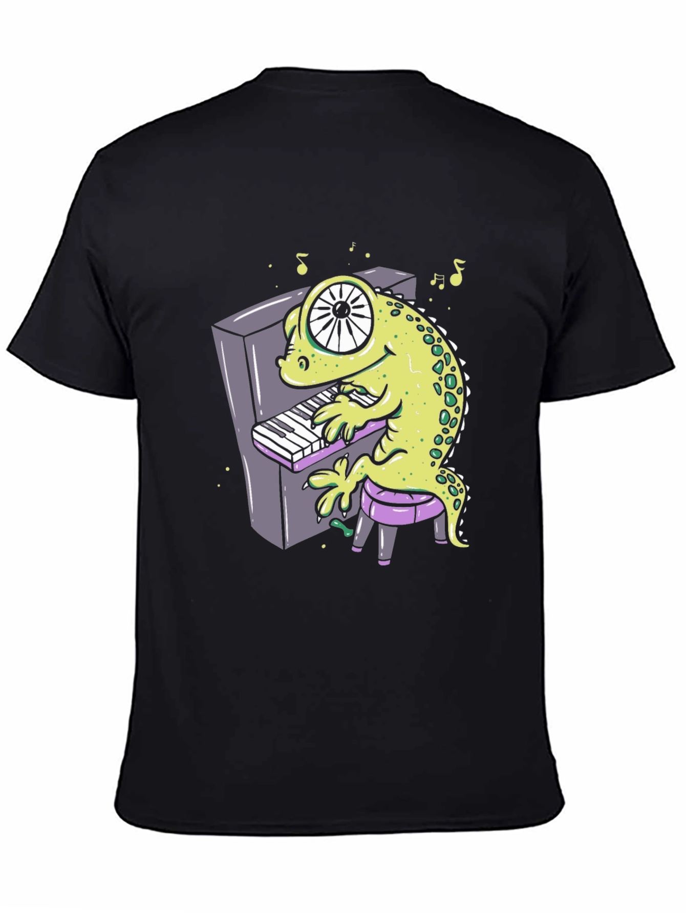 Cartoon Gecko Playing Piano Graphic Tee