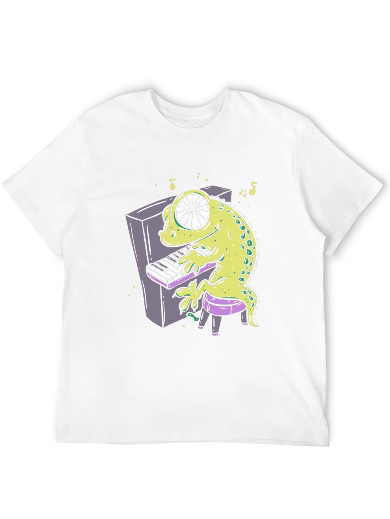 Cartoon Gecko Playing Piano Graphic Tee