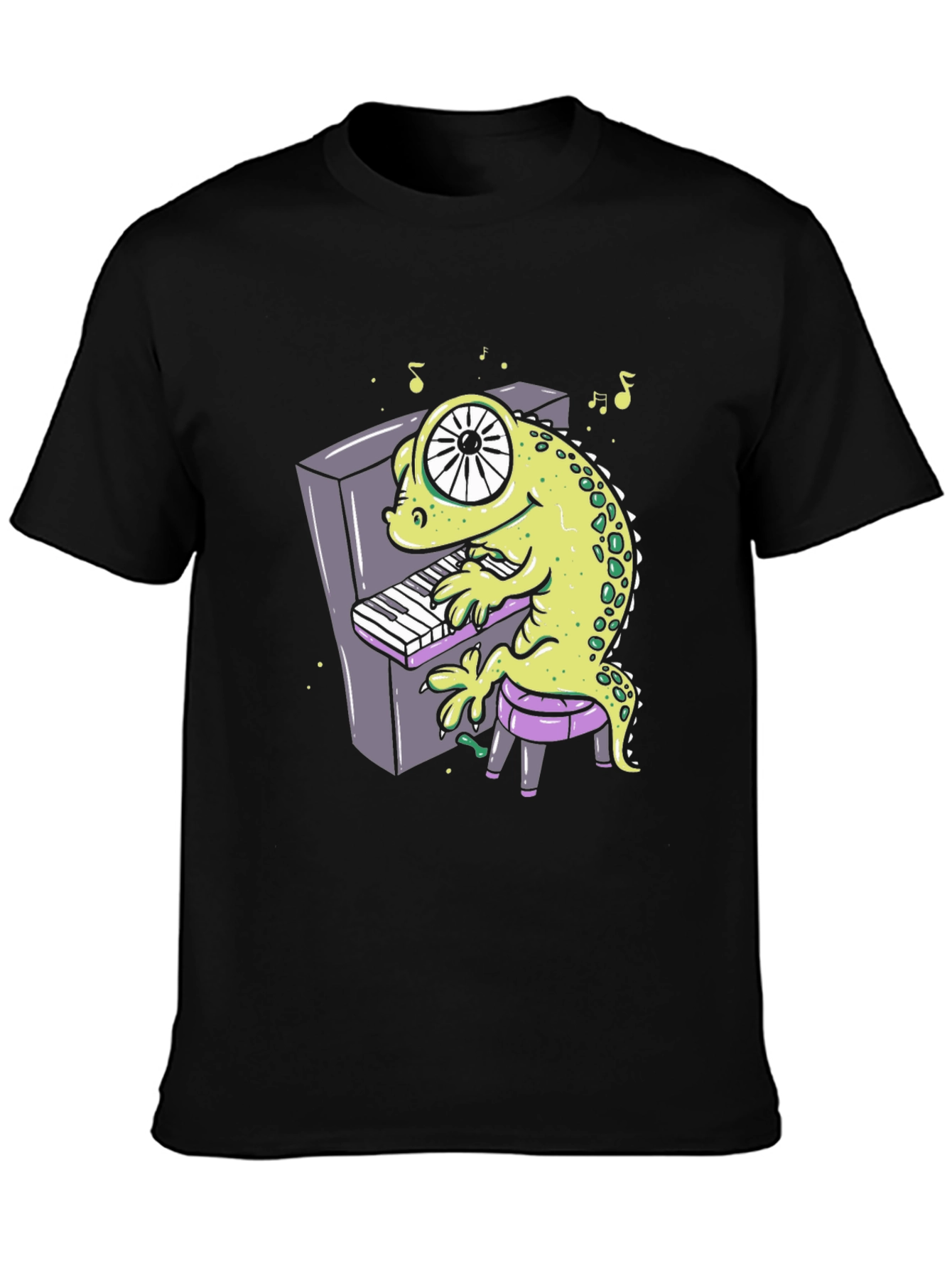 Cartoon Gecko Playing Piano Graphic Tee