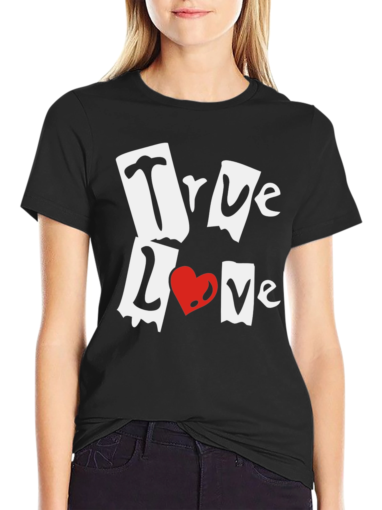 True Love Graphic Print Black T-Shirt