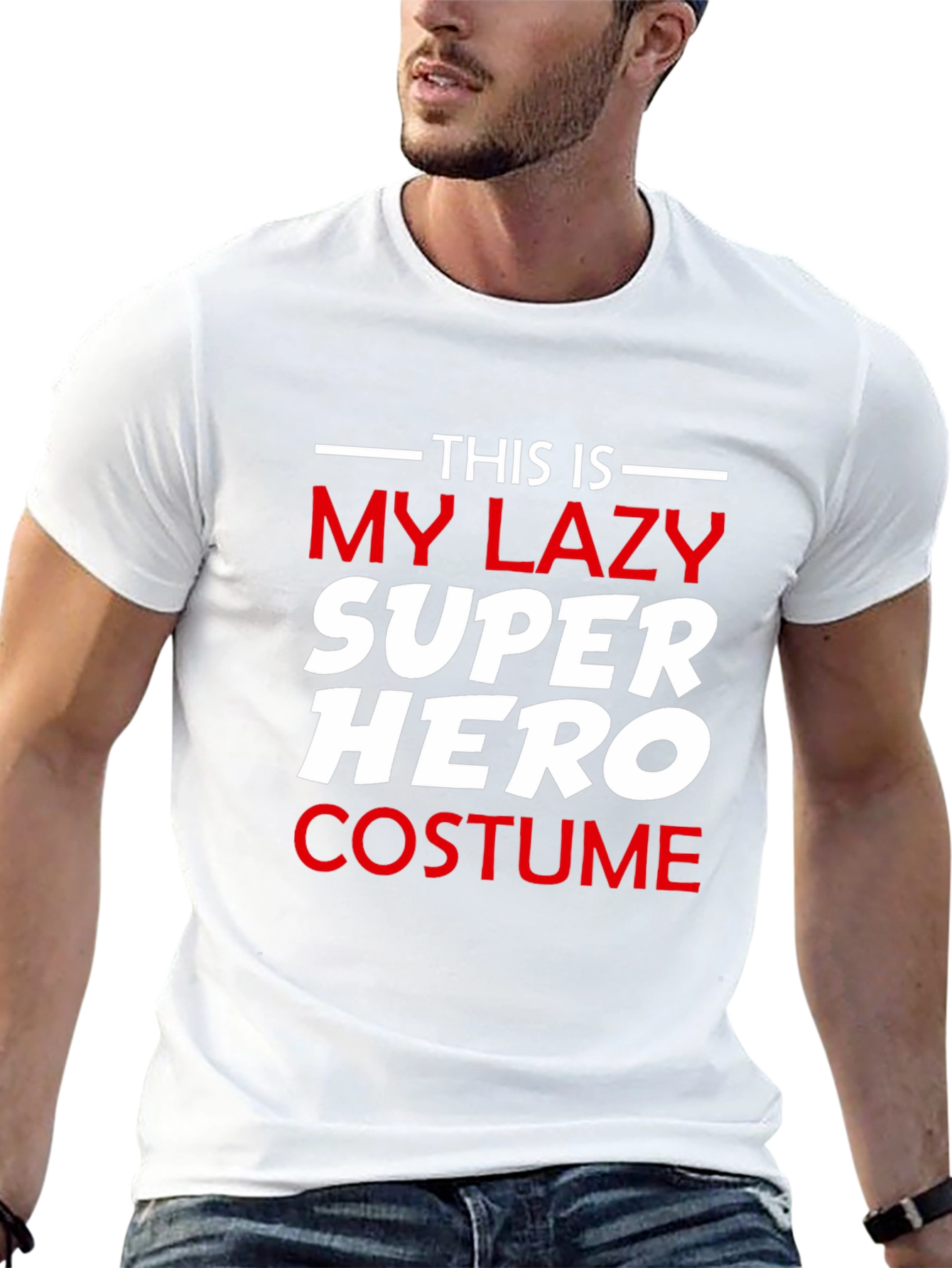 Lazy Superhero Costume T-Shirt - Mens Graphic Tee