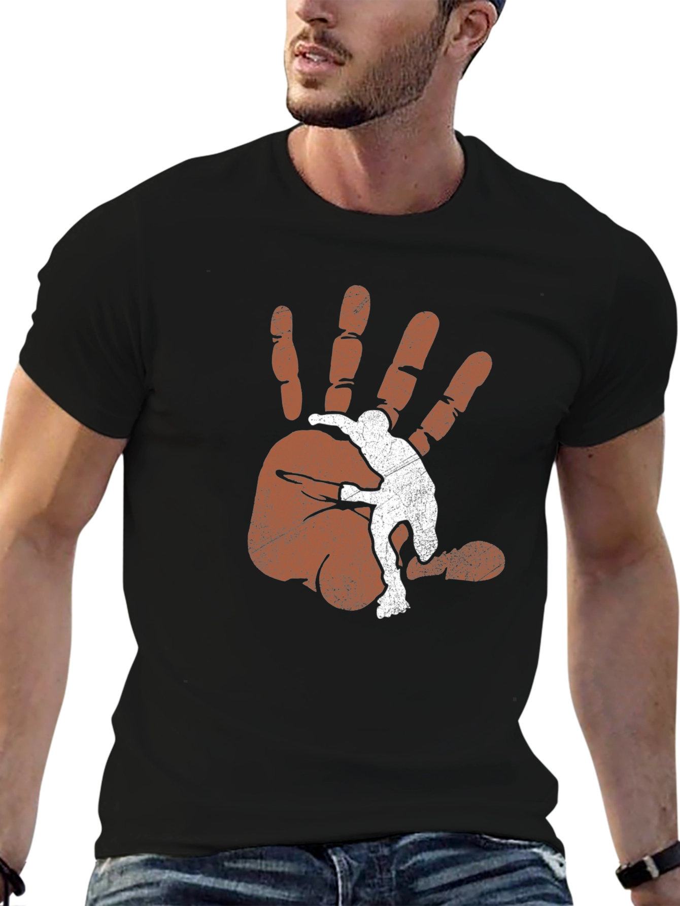 Mans Graphic Tee - Hand Print Design