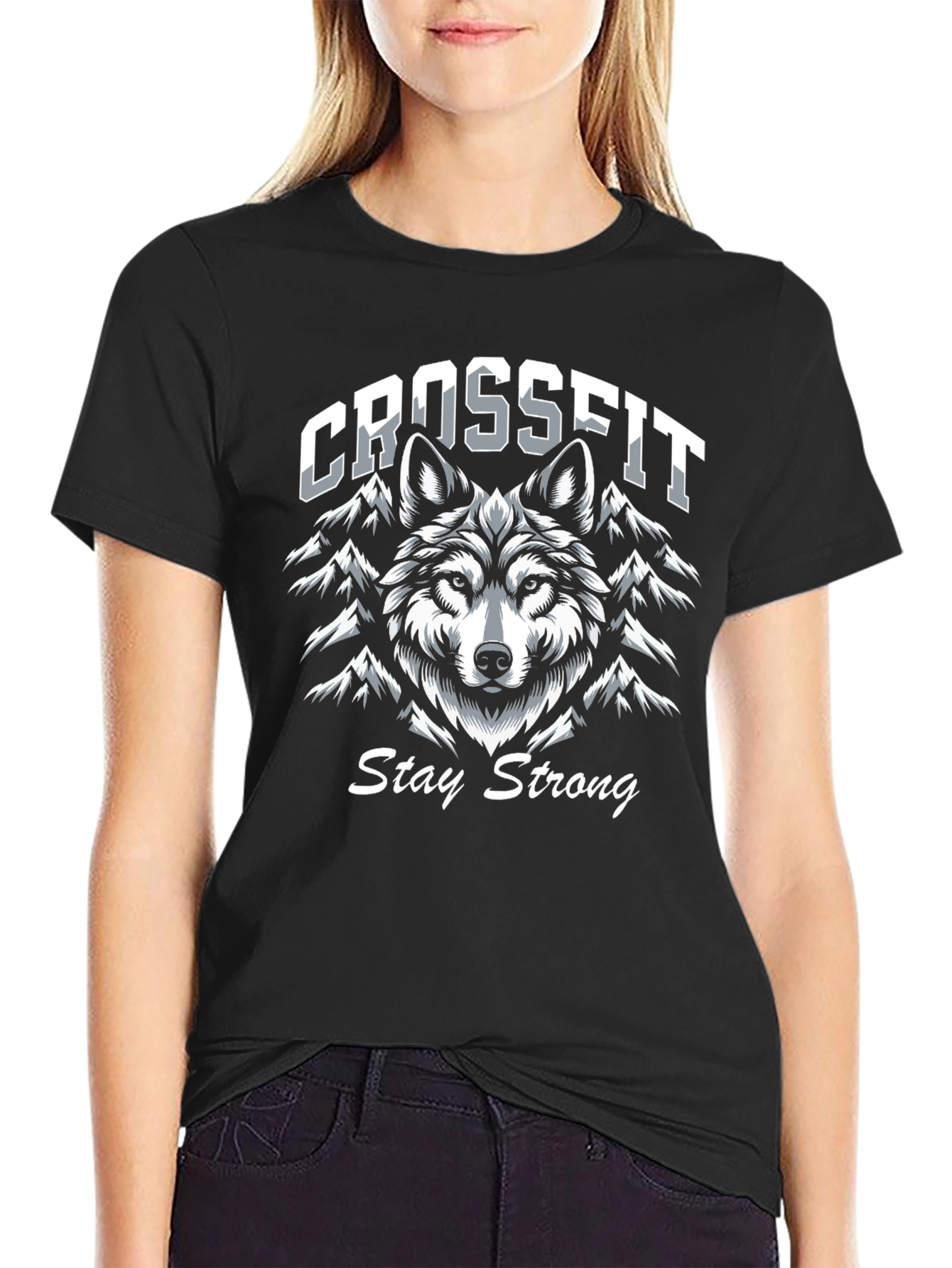 Crossfit Wolf Graphic T-Shirt - Stay Strong