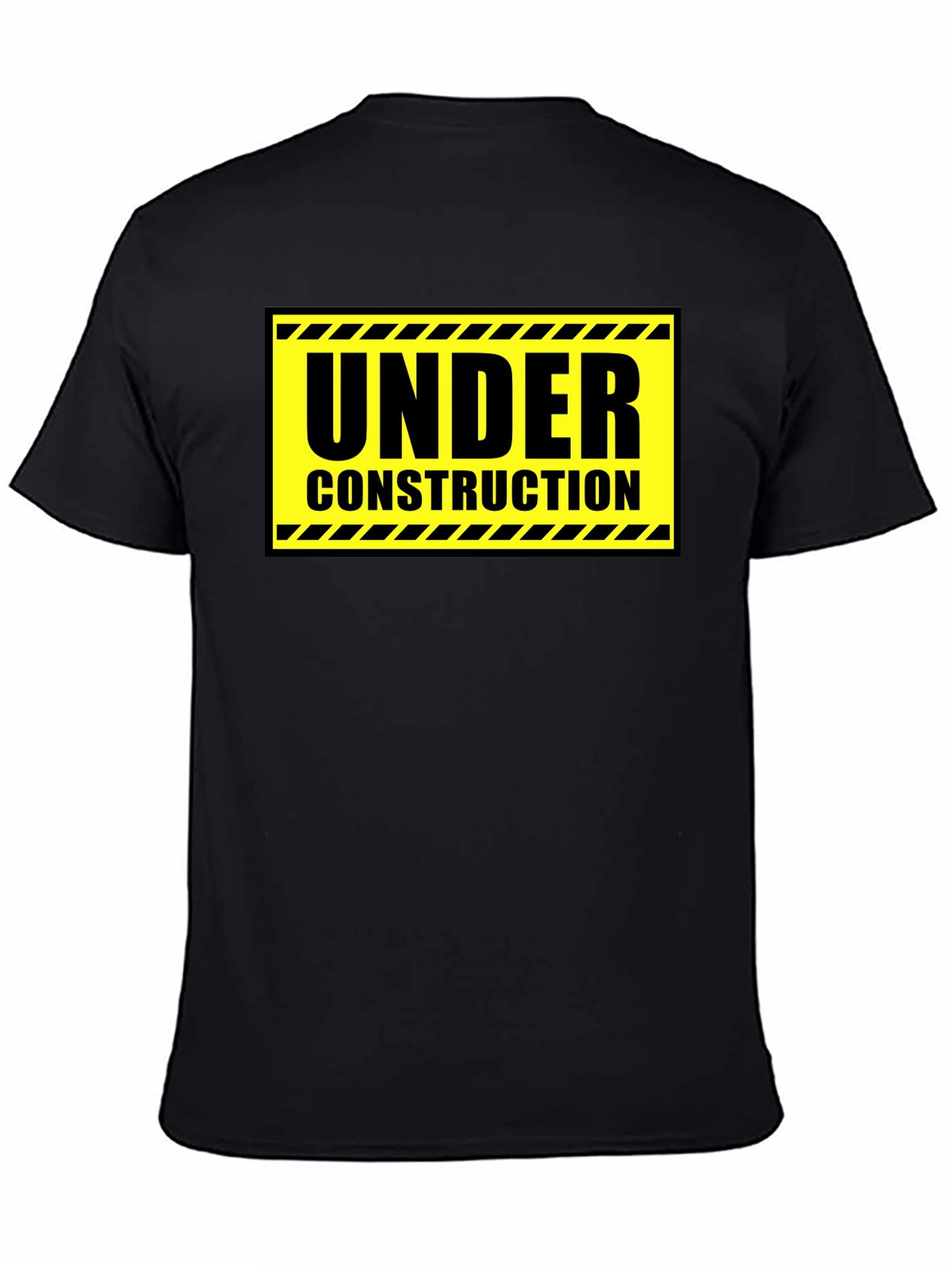 Under Construction Graphic Tee - Black Cotton Crew Neck