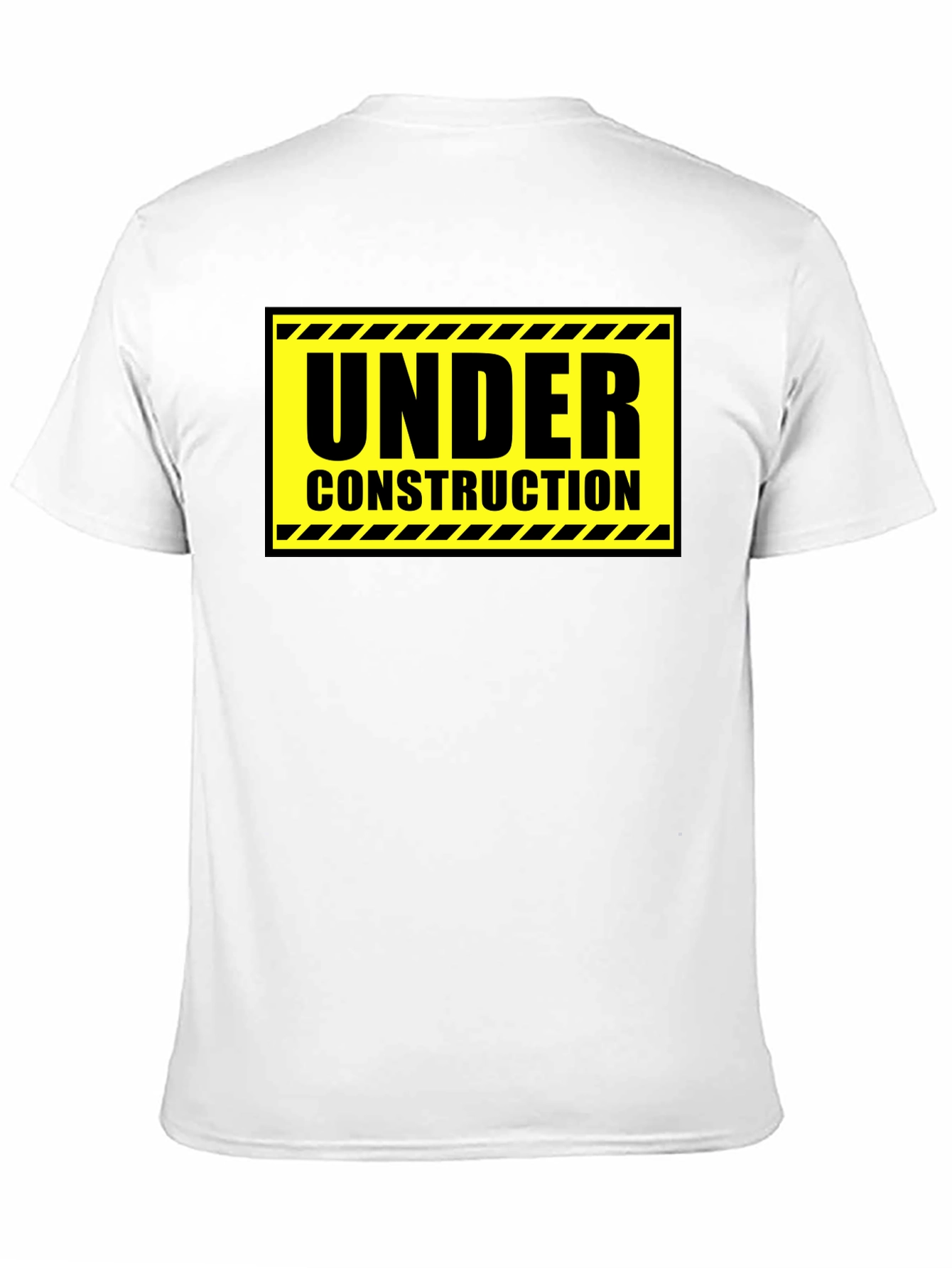 Under Construction Graphic Tee - Black Cotton Crew Neck