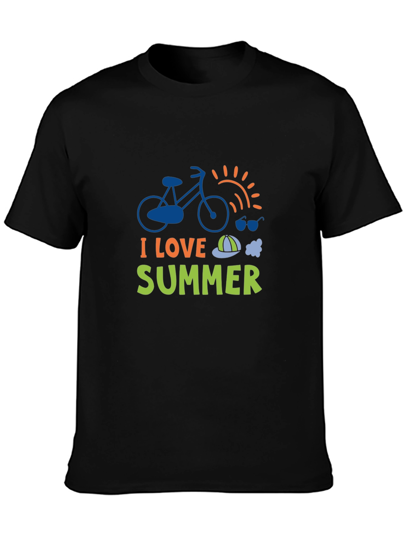 I Love Summer T-Shirt - Black Cotton Blend