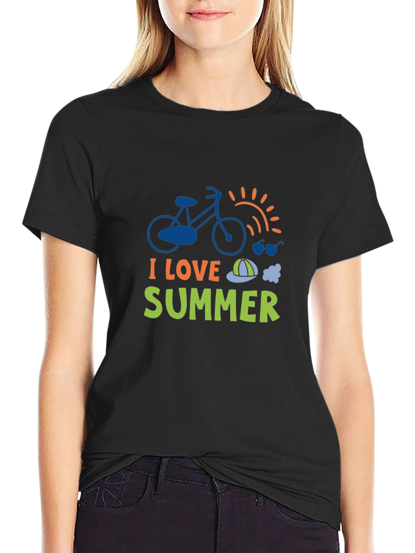 I Love Summer T-Shirt - Black Cotton Blend