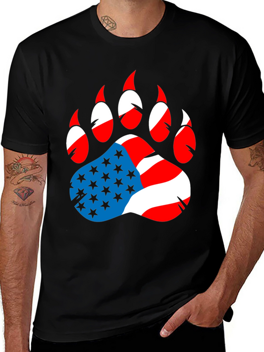 American Flag Bear Paw Print T-Shirt