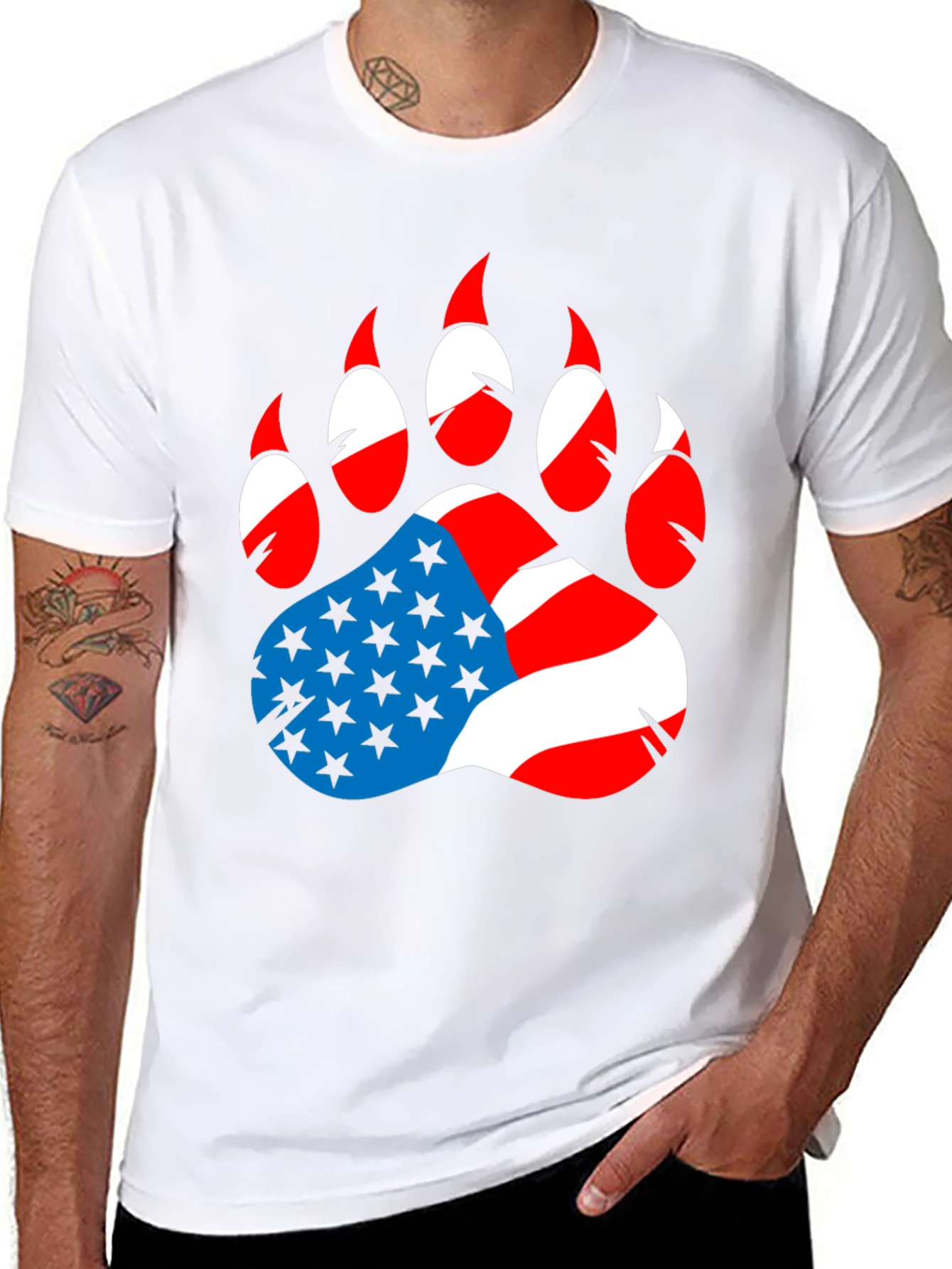 American Flag Bear Paw Print T-Shirt