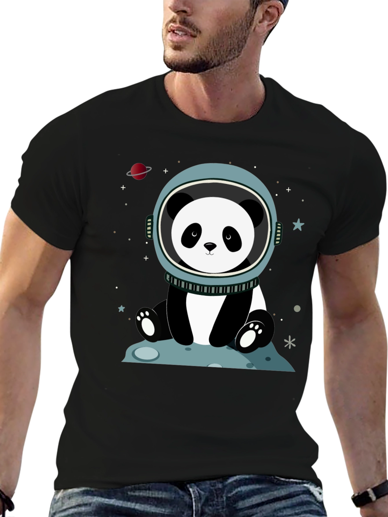 Astronaut Panda Graphic Tee - Space Lover Shirt