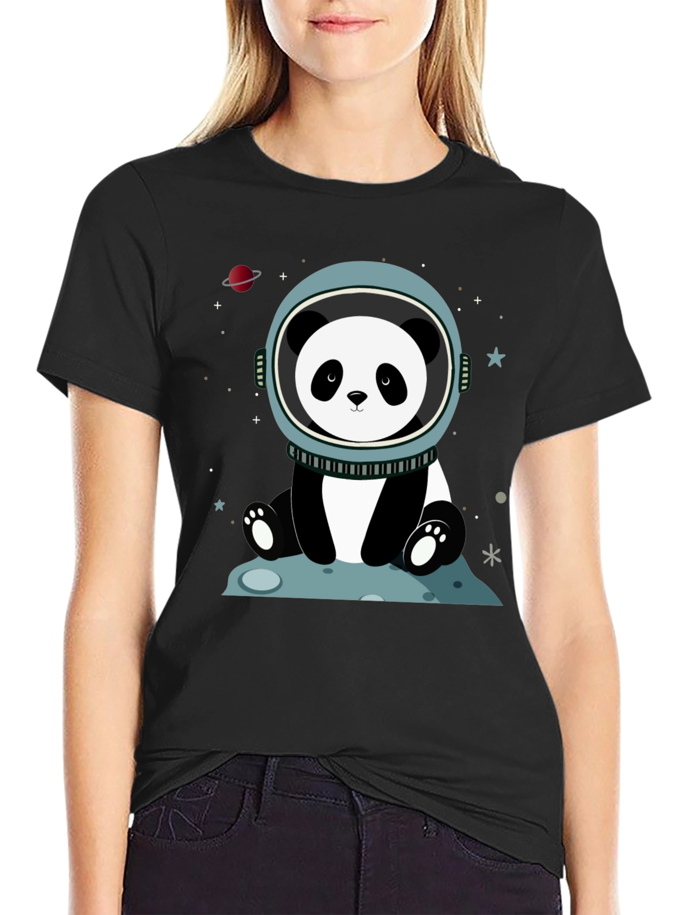 Astronaut Panda Graphic Tee - Space Lover Shirt