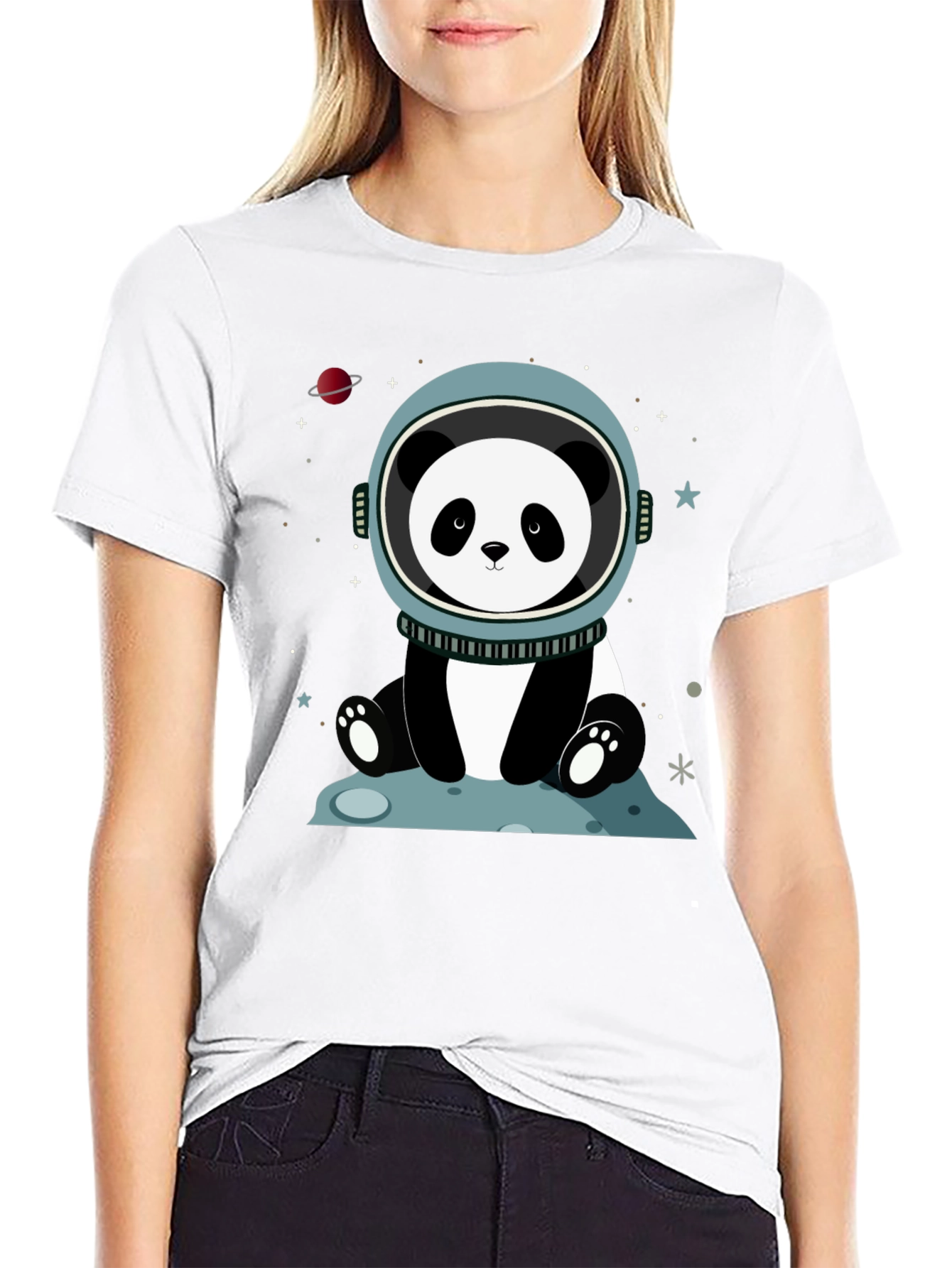 Astronaut Panda Graphic Tee - Space Lover Shirt
