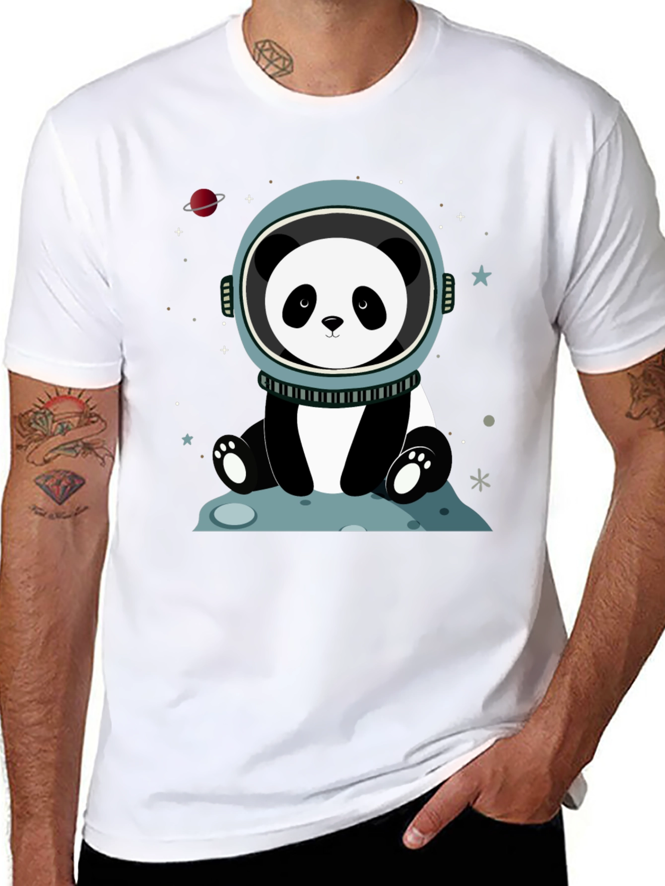 Astronaut Panda Graphic Tee - Space Lover Shirt